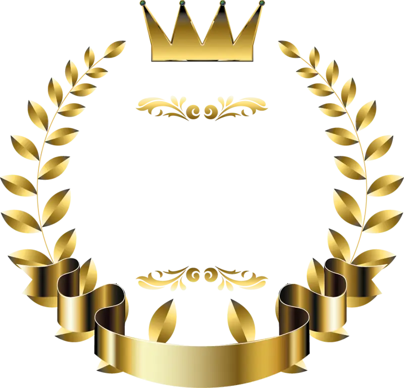 Golden Laurel Wreath and Crown Logo Design