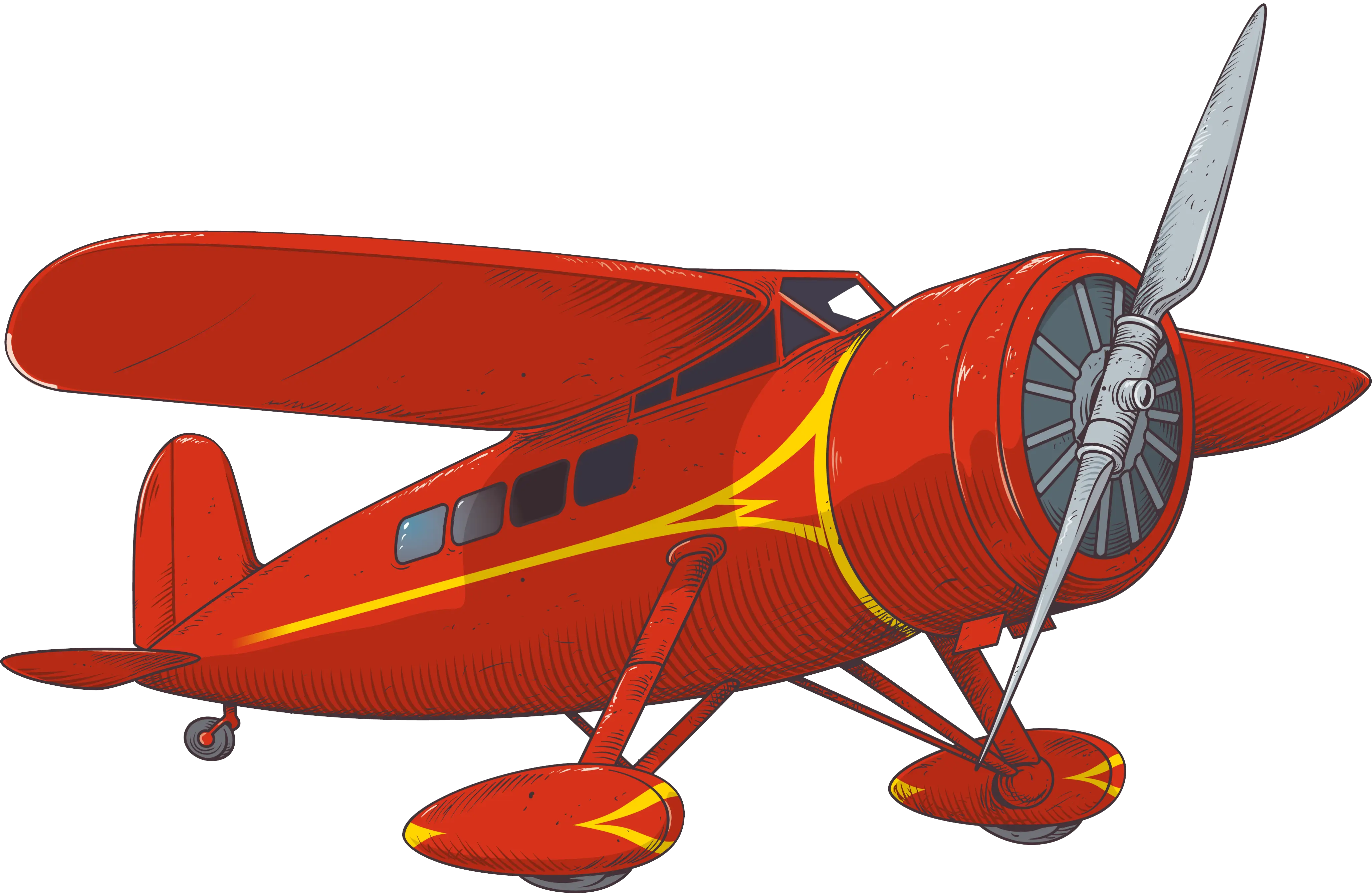 Retro red propeller airplane
