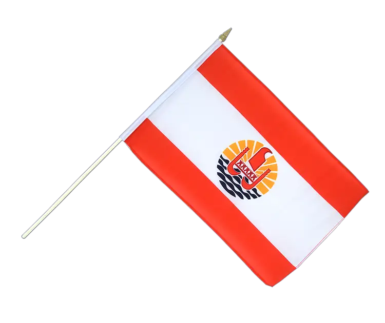 Red and White Flag with Emblem Design