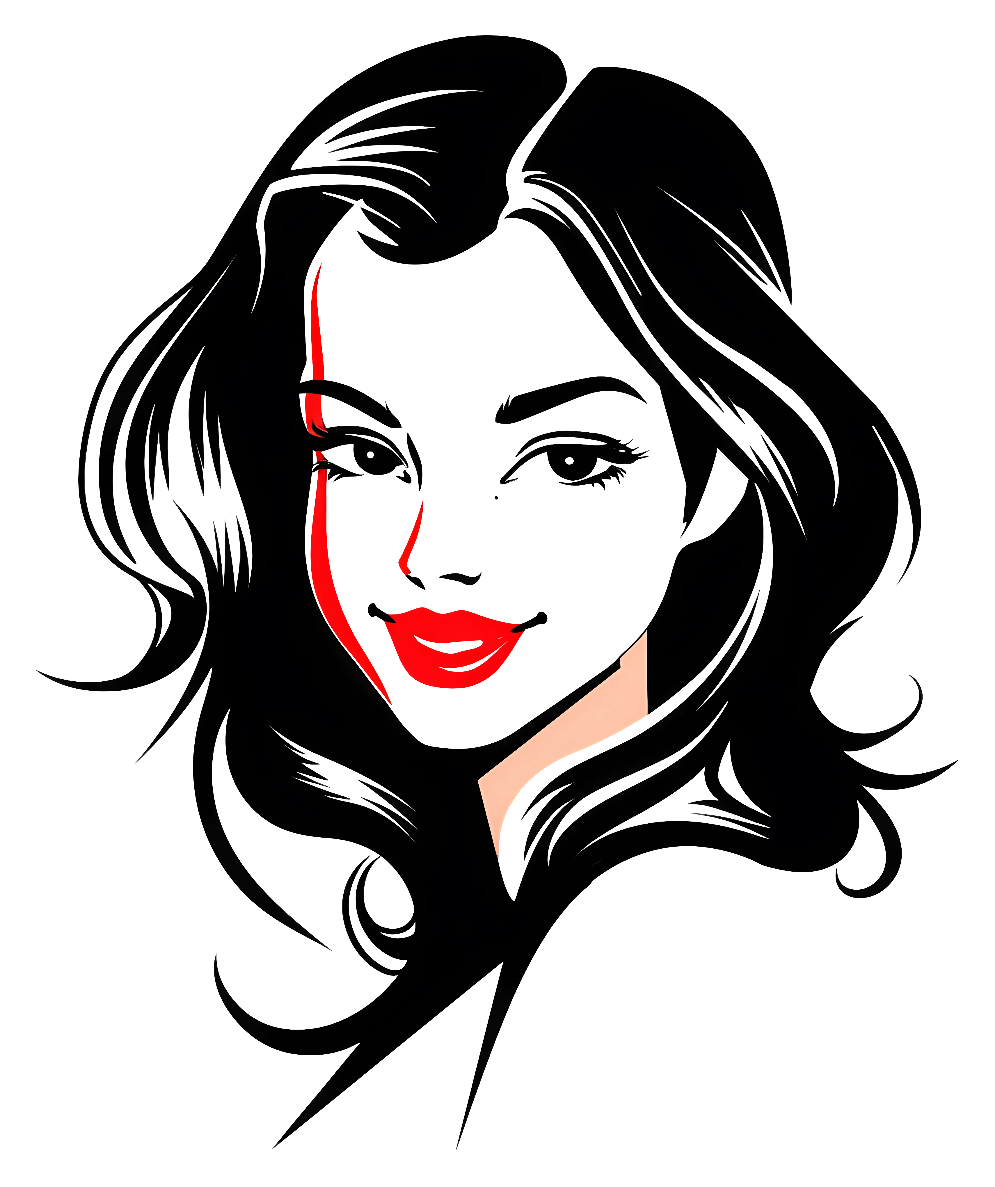 Stylized Woman&#039;s Face Drawing