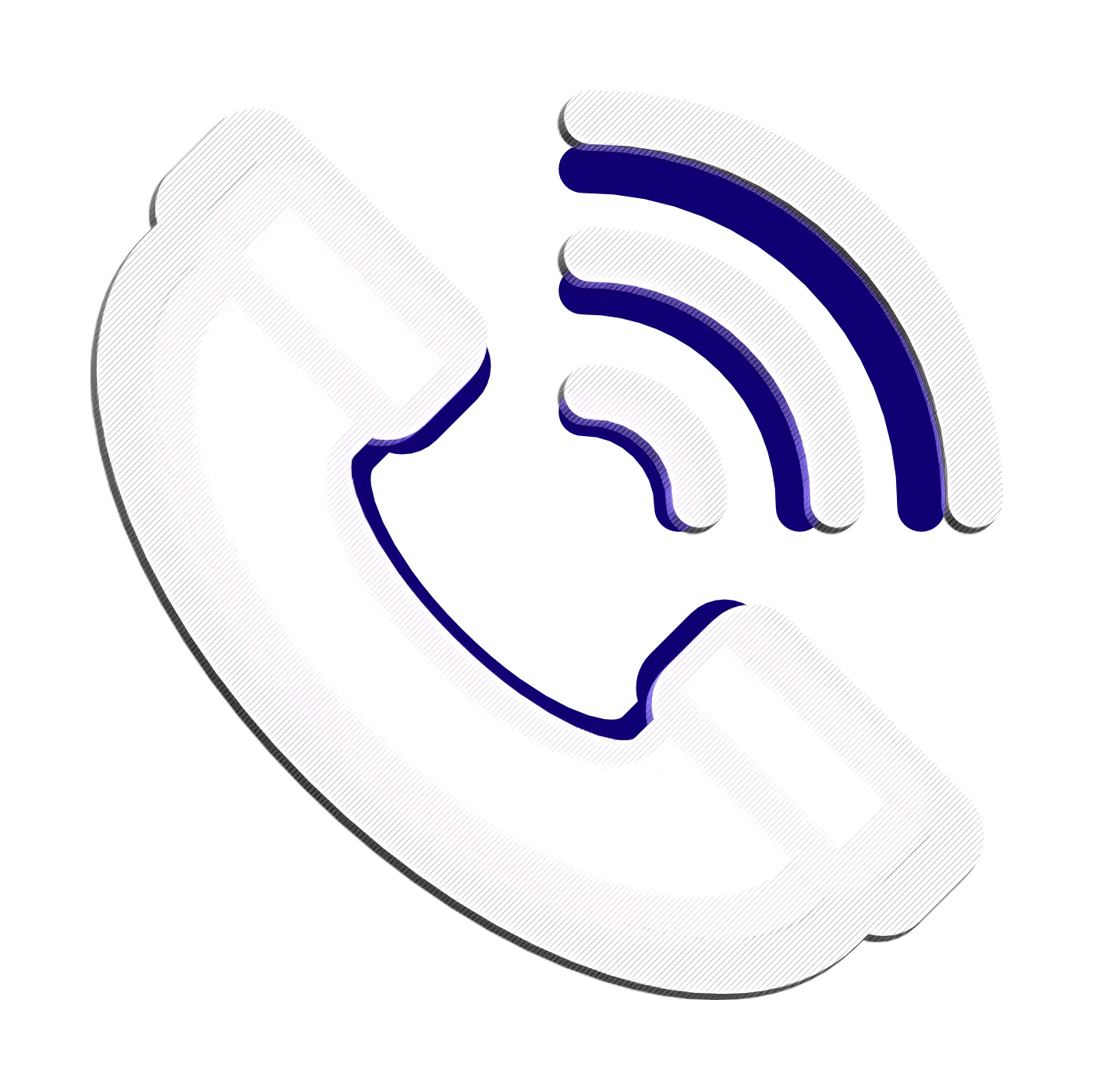 White and Blue Telephone Icon