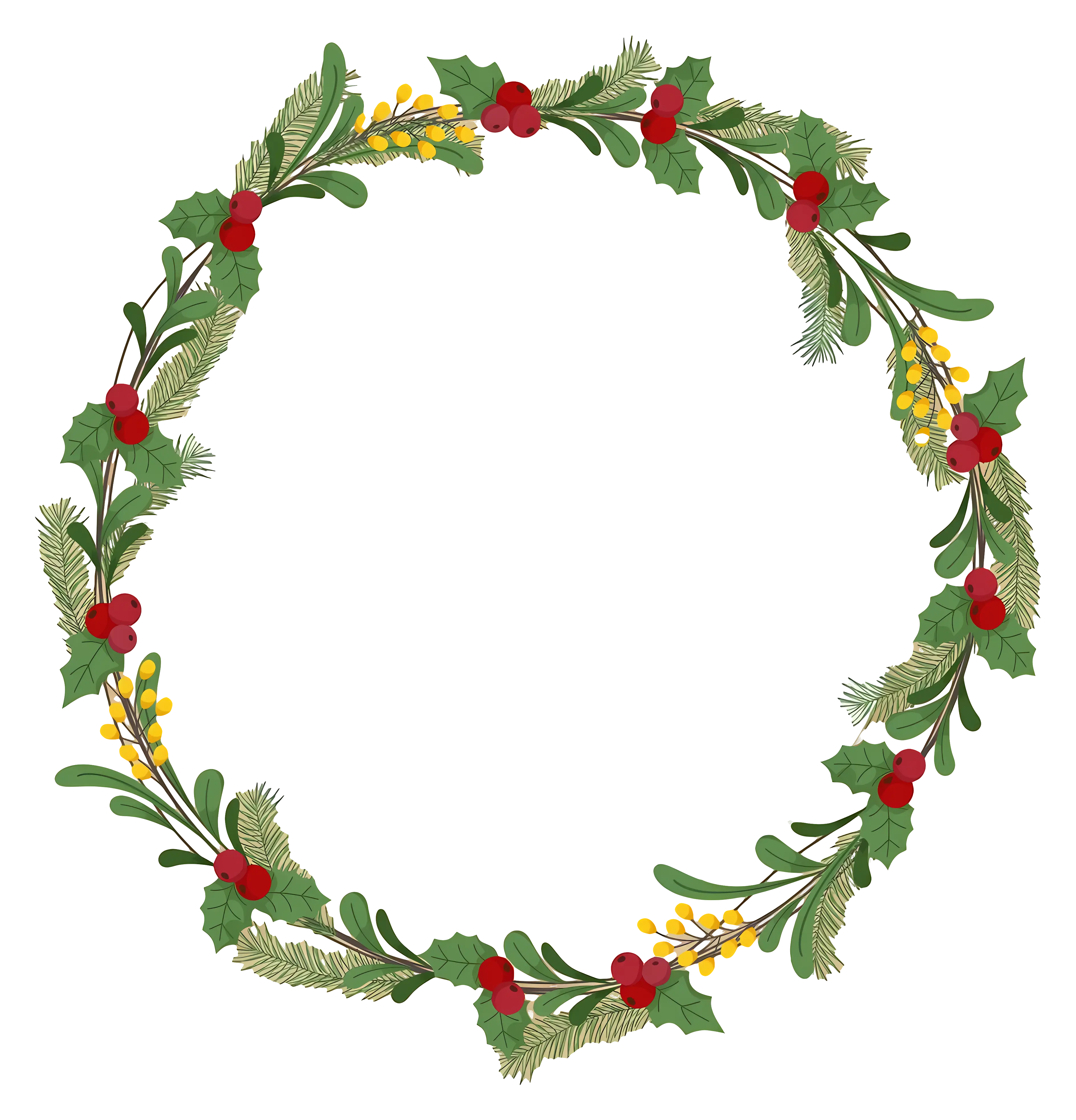 Christmas Wreath with Greenery and Berries