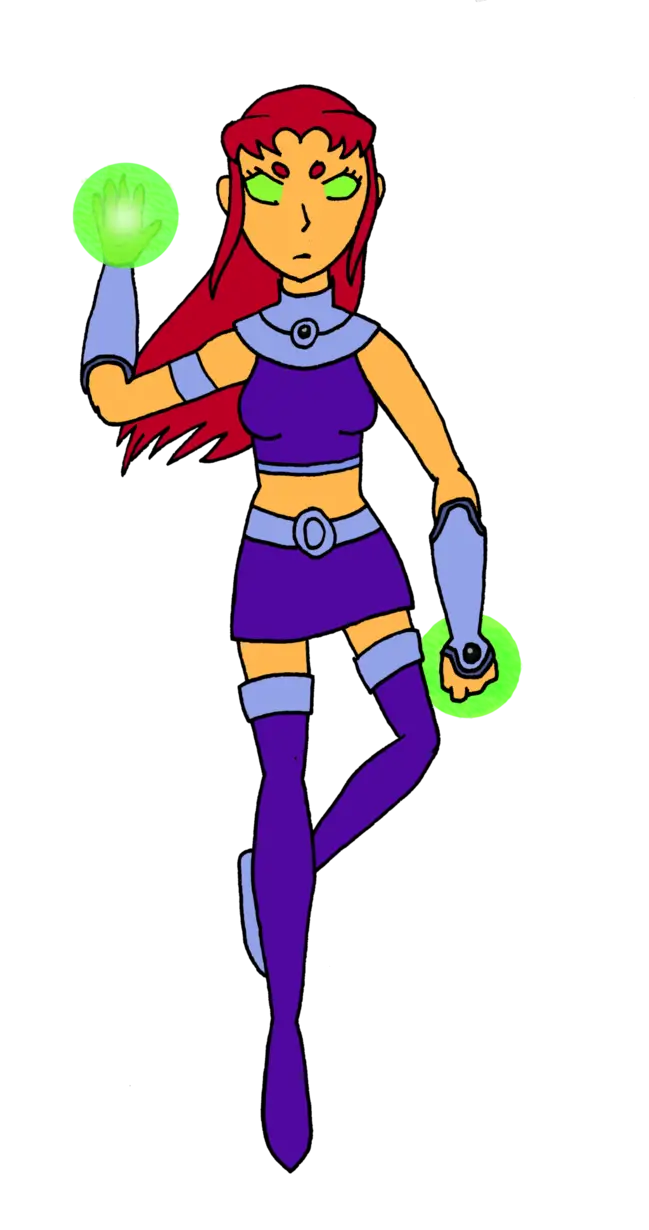 Red-Haired Cartoon Character in Purple Outfit