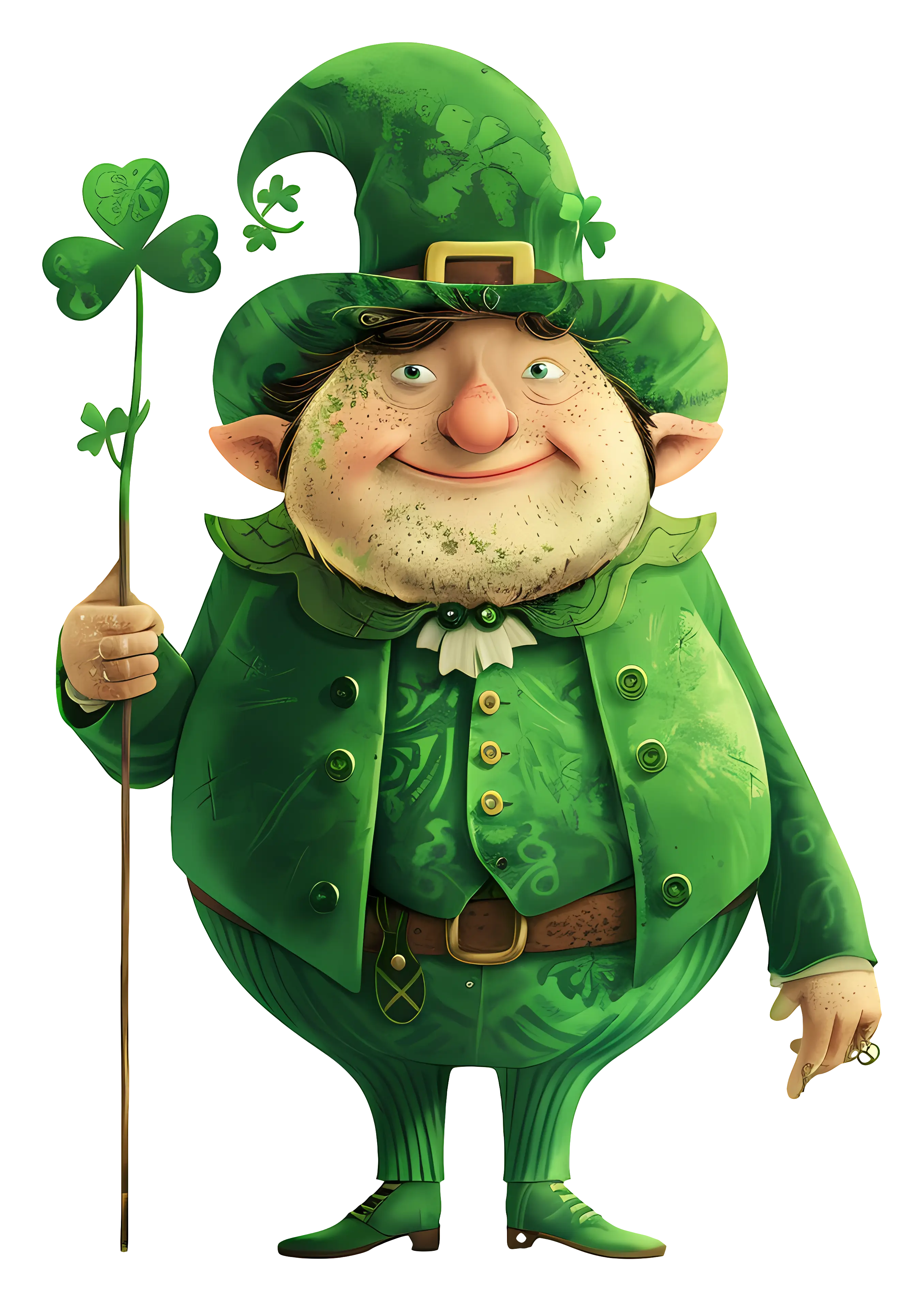 Green Leprechaun Holding Shamrock for St. Patrick&#039;s Day