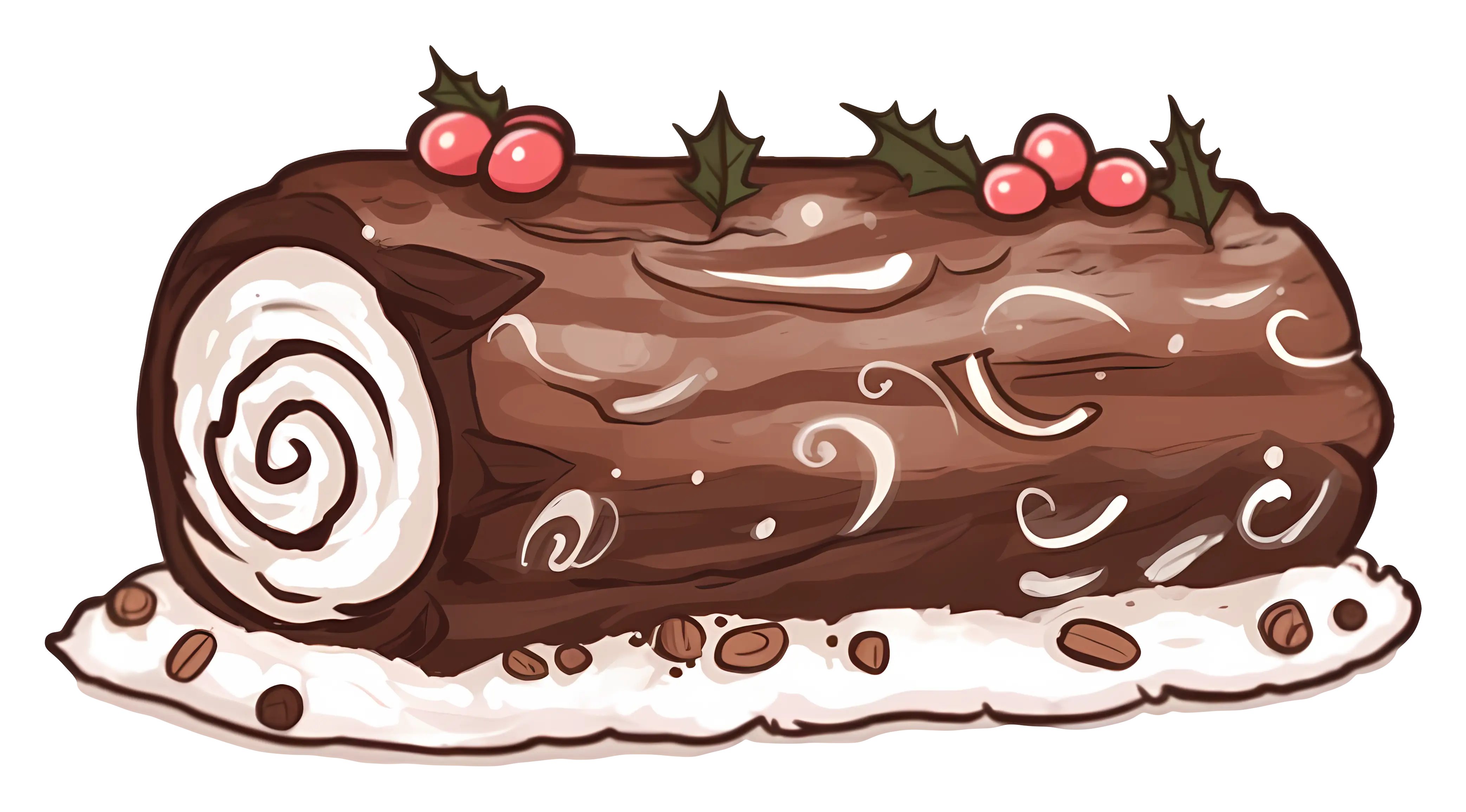 Traditional Yule Log Christmas Dessert