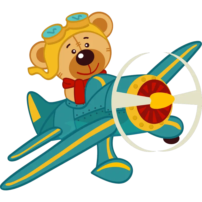 Teddy Bear Pilot in Airplane