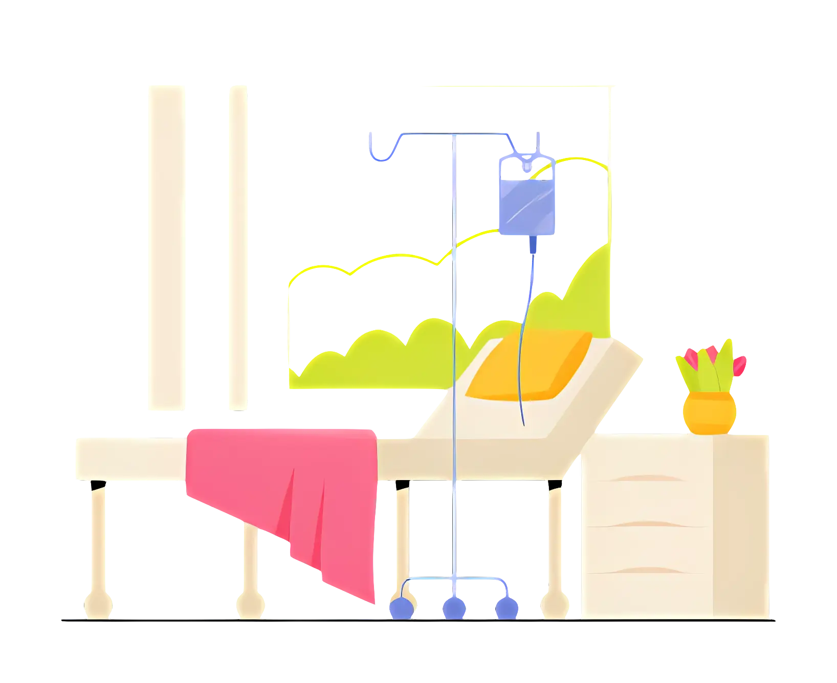 Hospital Bed with IV Drip