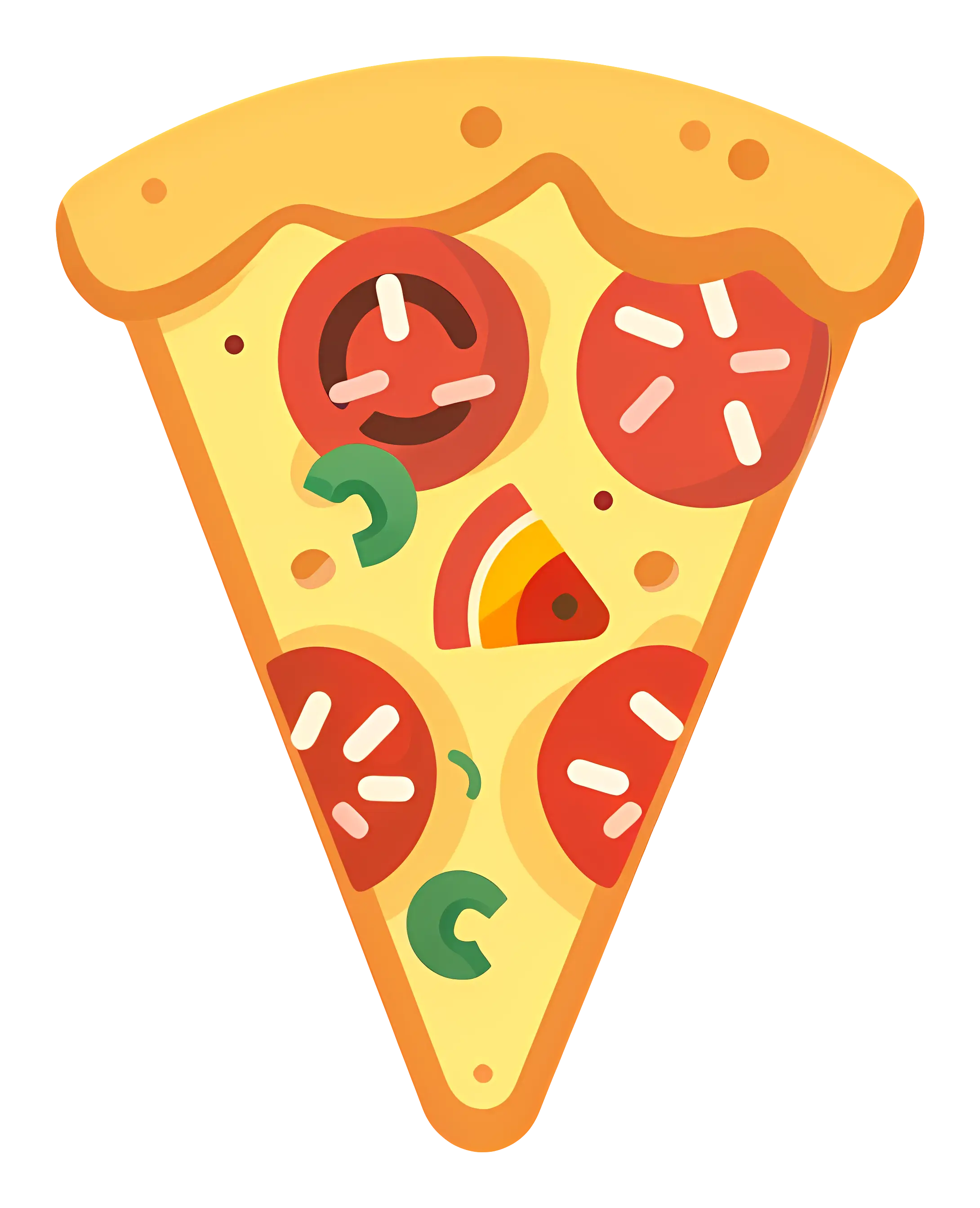 Cartoon Style Delicious Pizza Slice Illustration