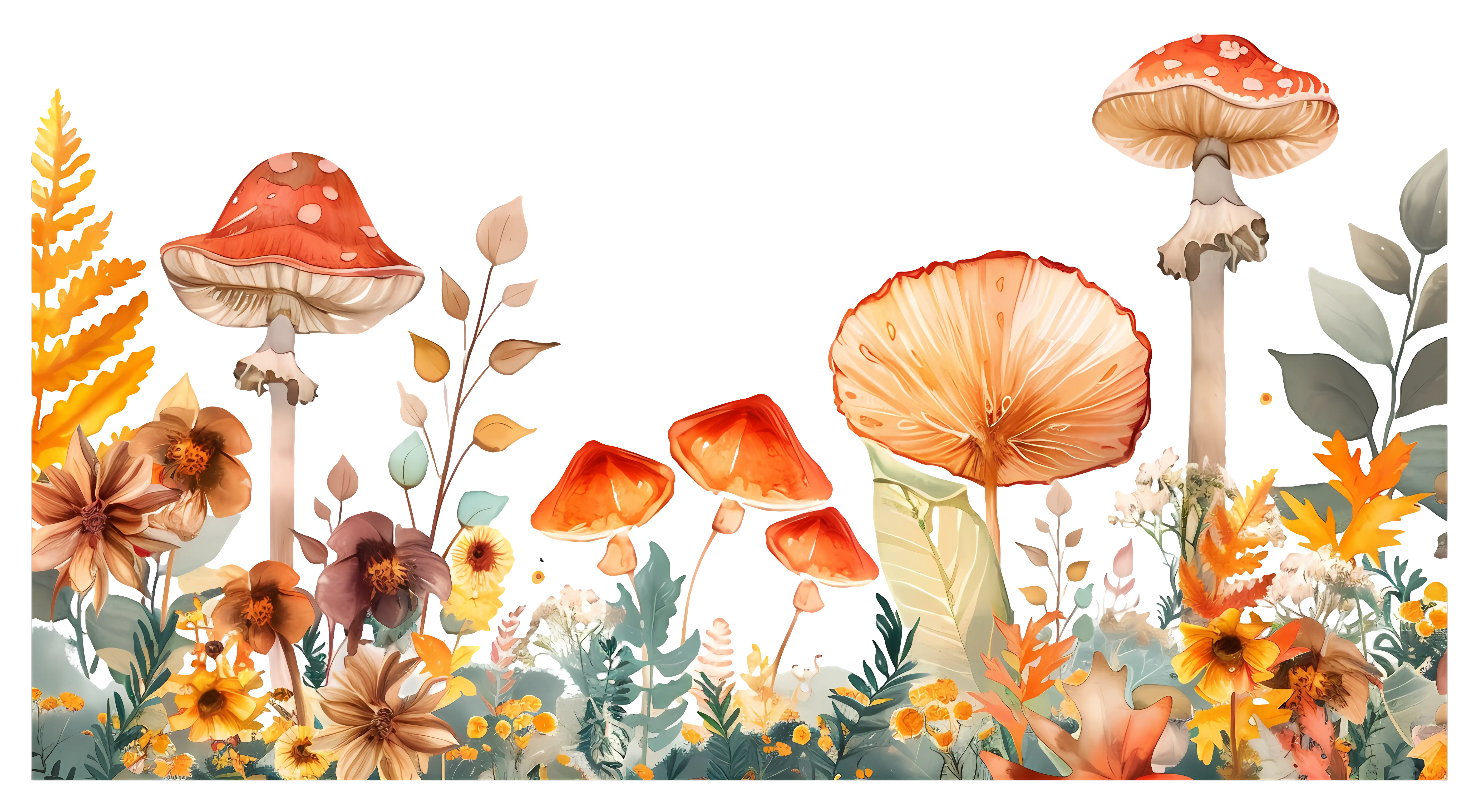 Autumn Mushrooms and Foliage Decoration