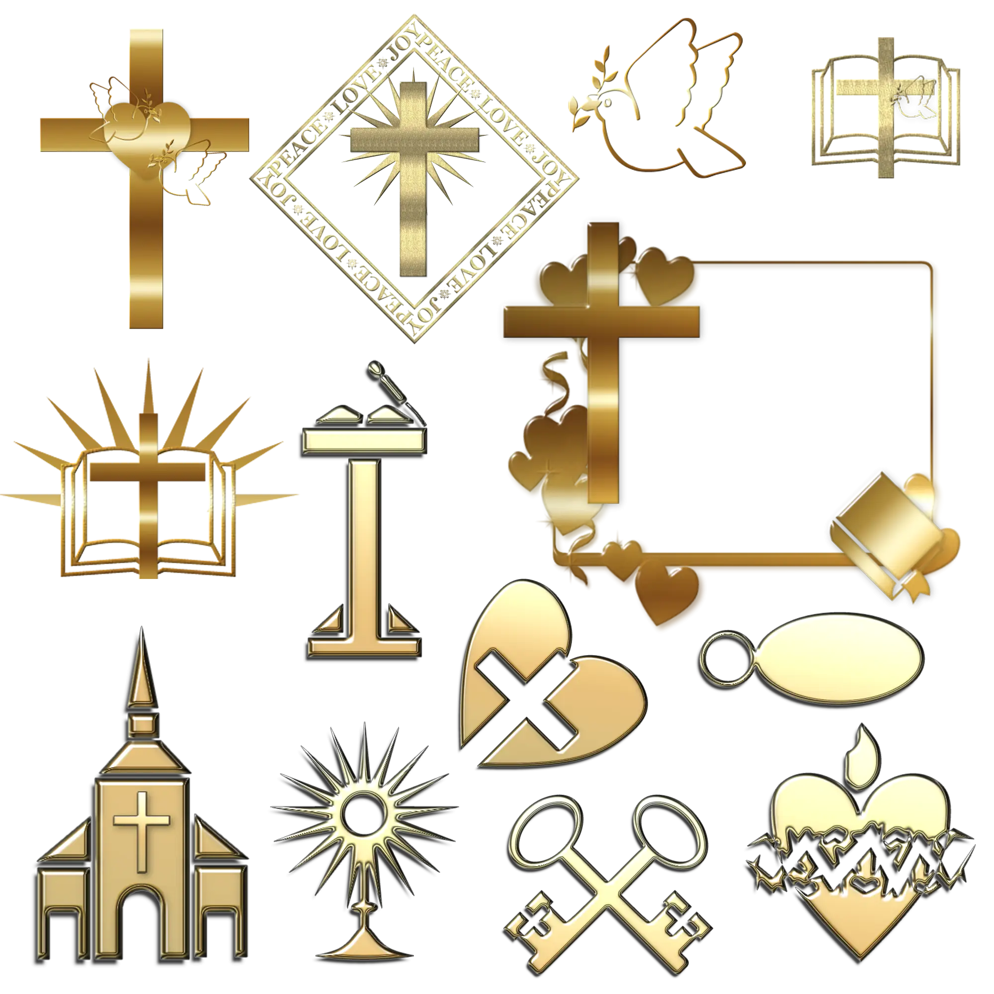 Golden Religious Symbols Collection