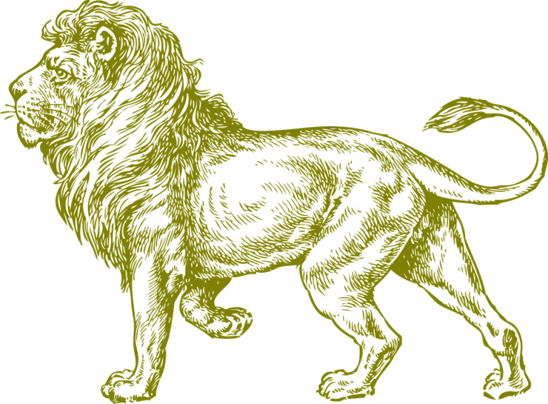 Vintage Lion Artwork in Gold Tone