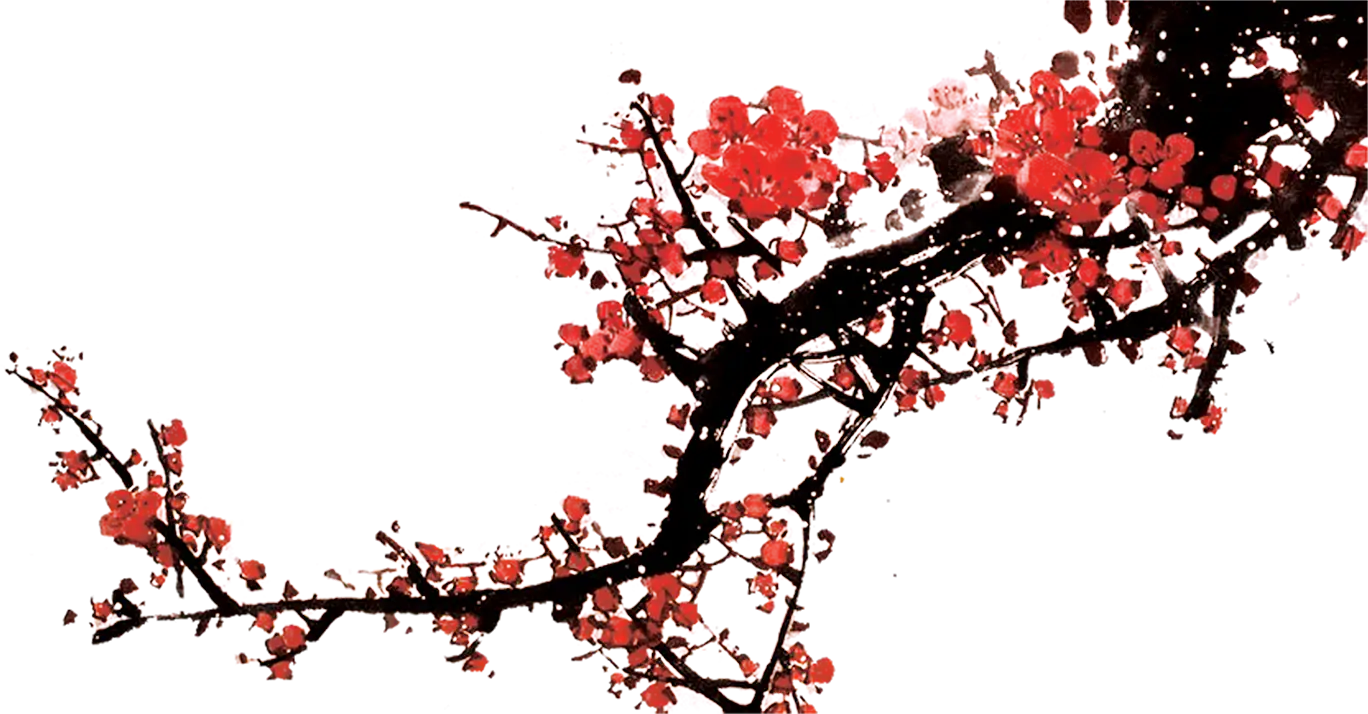 Red Plum Blossom Branch in Artistic Style