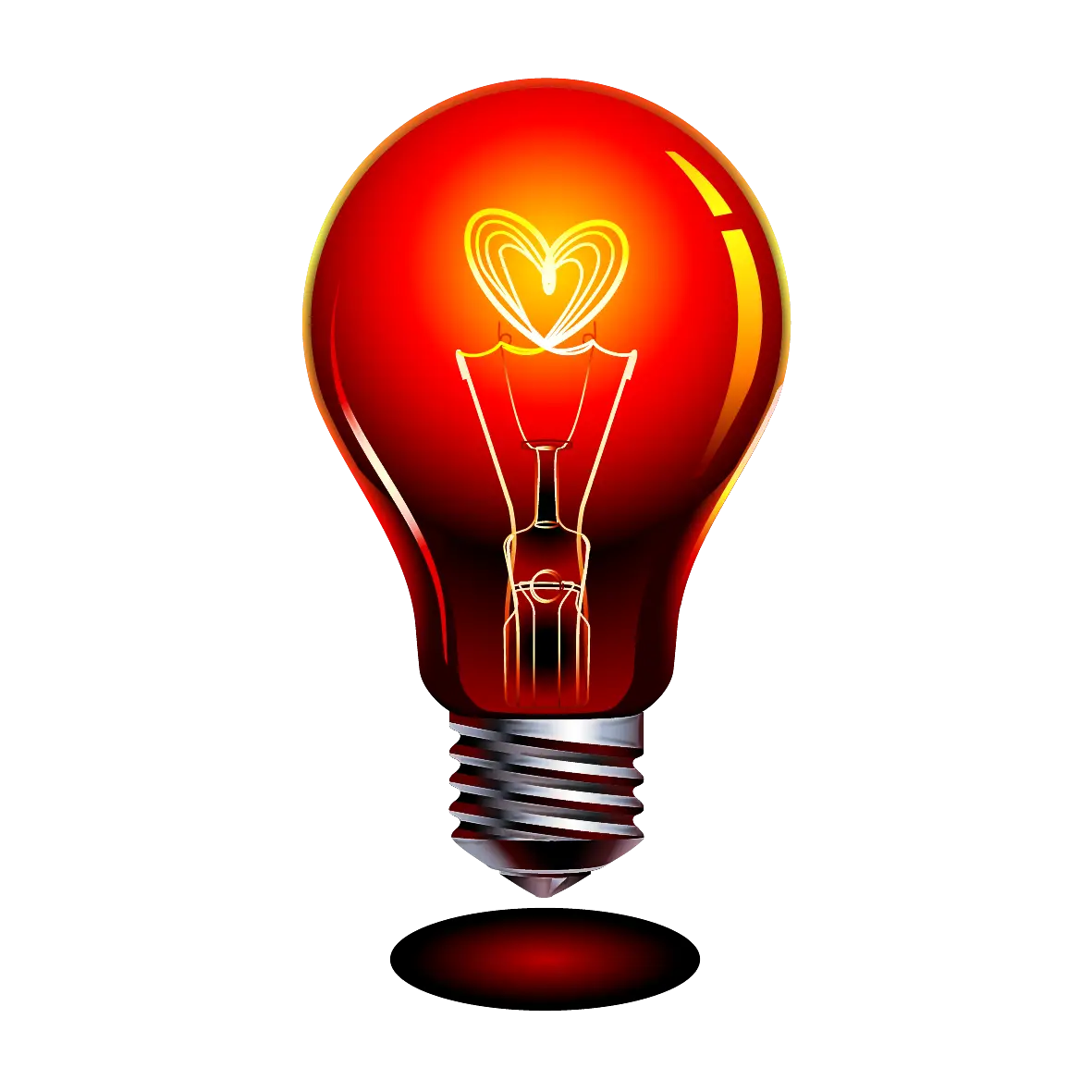 Red Light Bulb with Heart-Shaped Filament