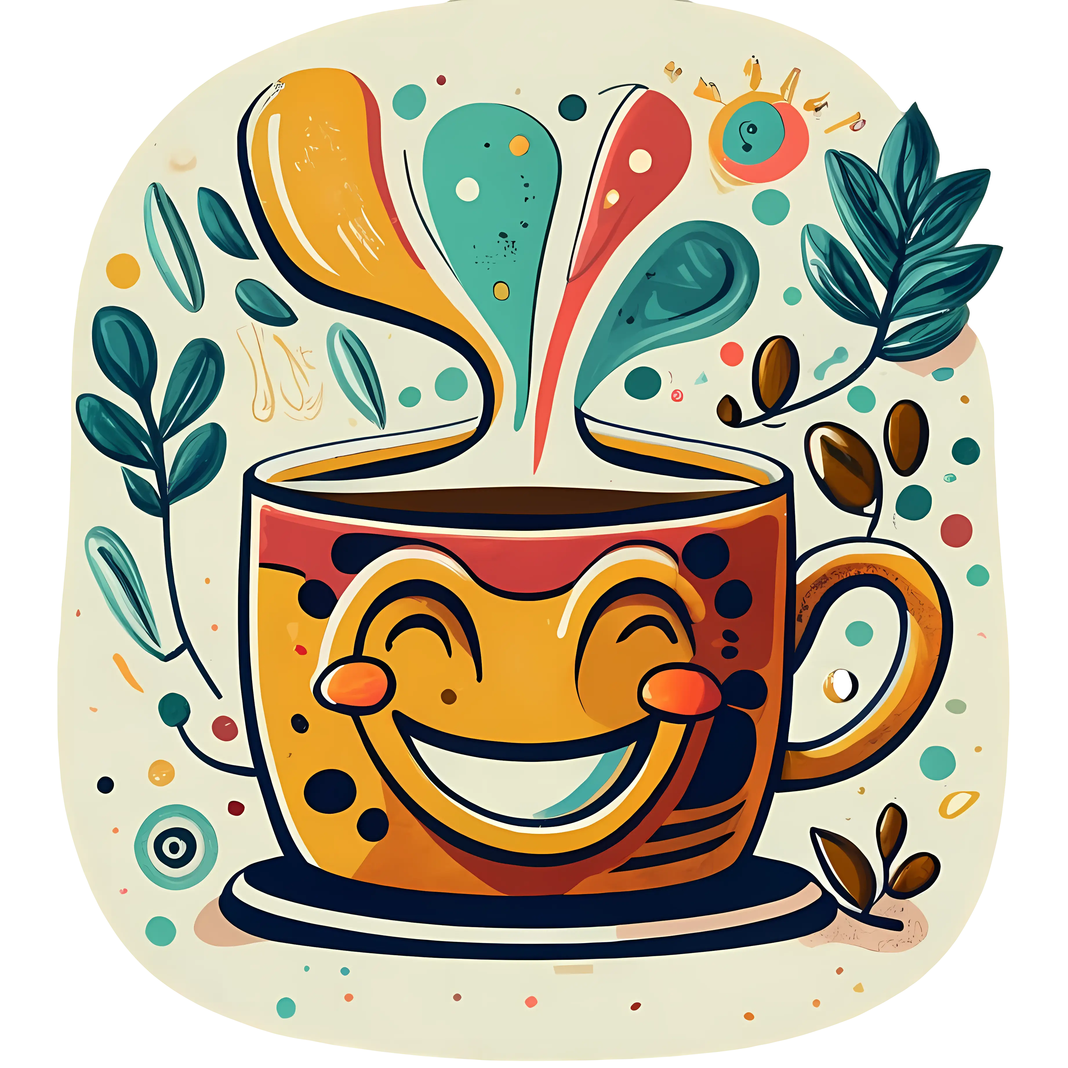 Happy Coffee Cup Illustration