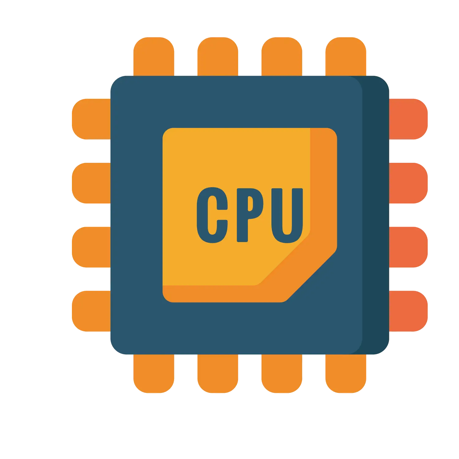 Cartoon Illustration of a CPU Chip