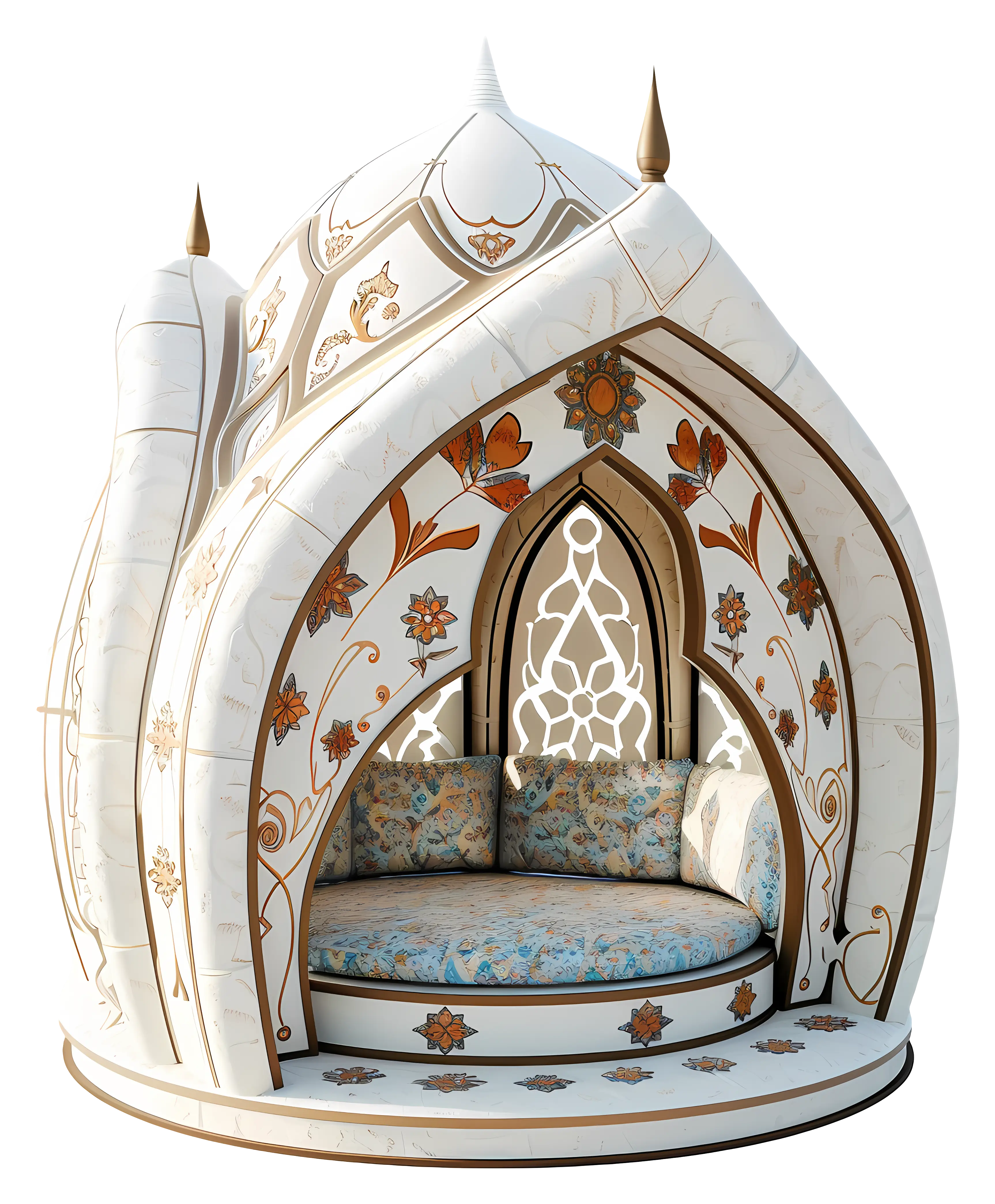 Ornate Decorative Seat with Cushions