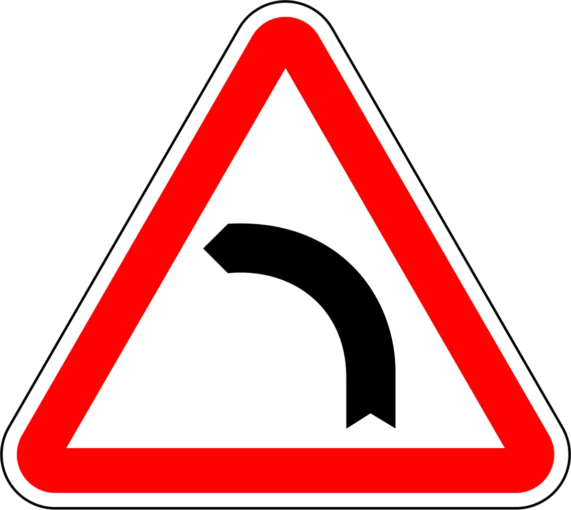 Left Curve Warning Road Sign
