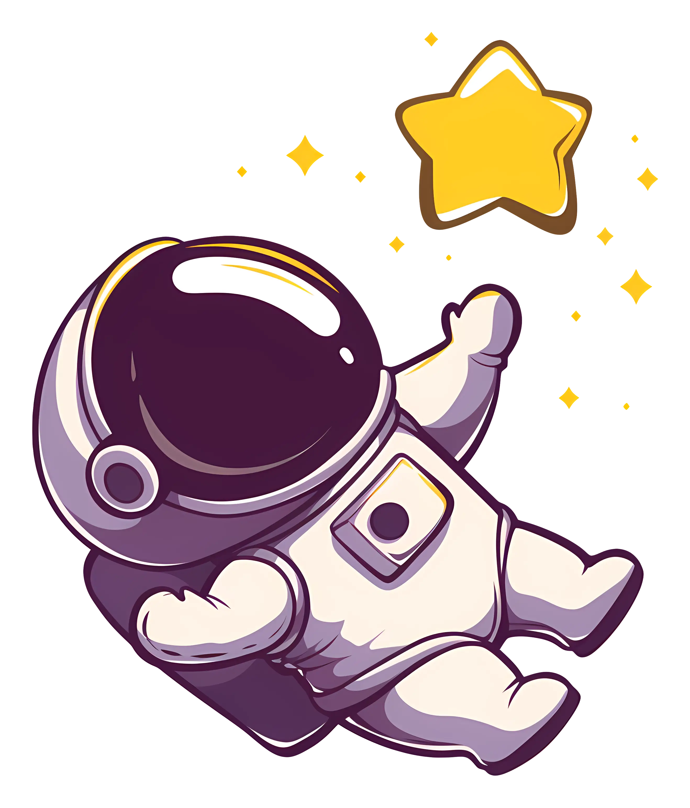 Cute Astronaut Reaching for a Star