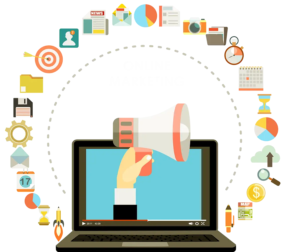 Laptop Illustration for Digital Marketing Concept