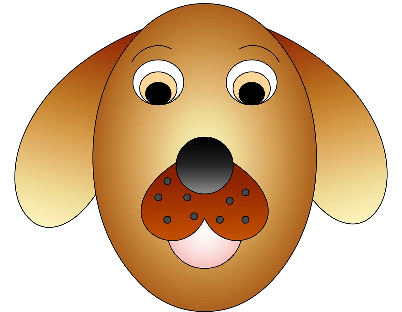 Cartoon Dog Face with Cute Expression