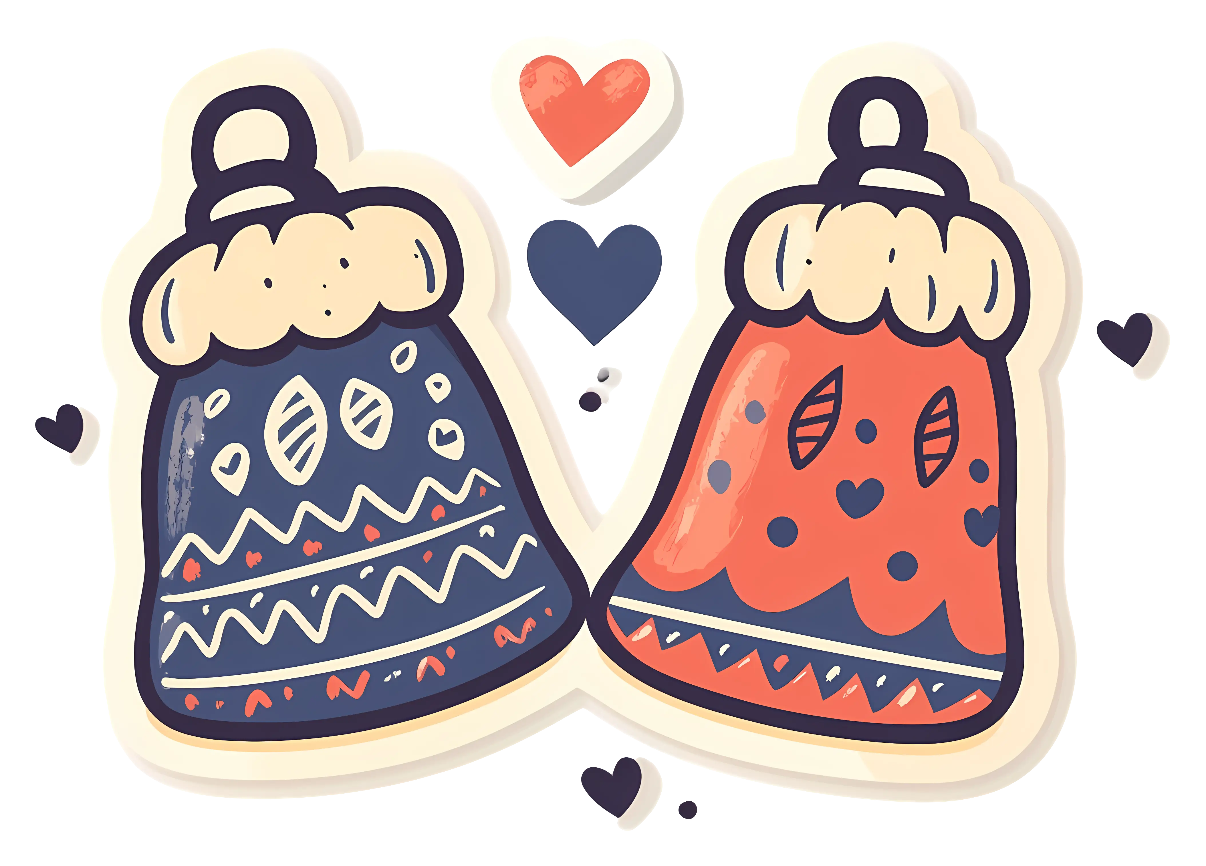 Patterned Bells with Heart Decorations