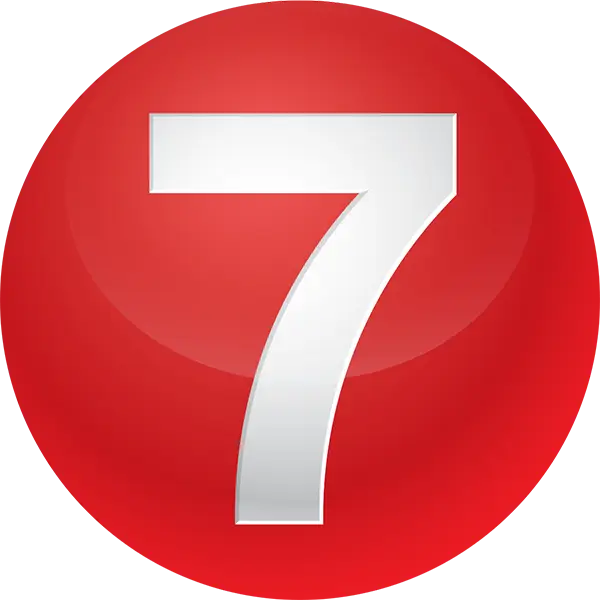 Red Numeric Seven Symbol in Circular Design