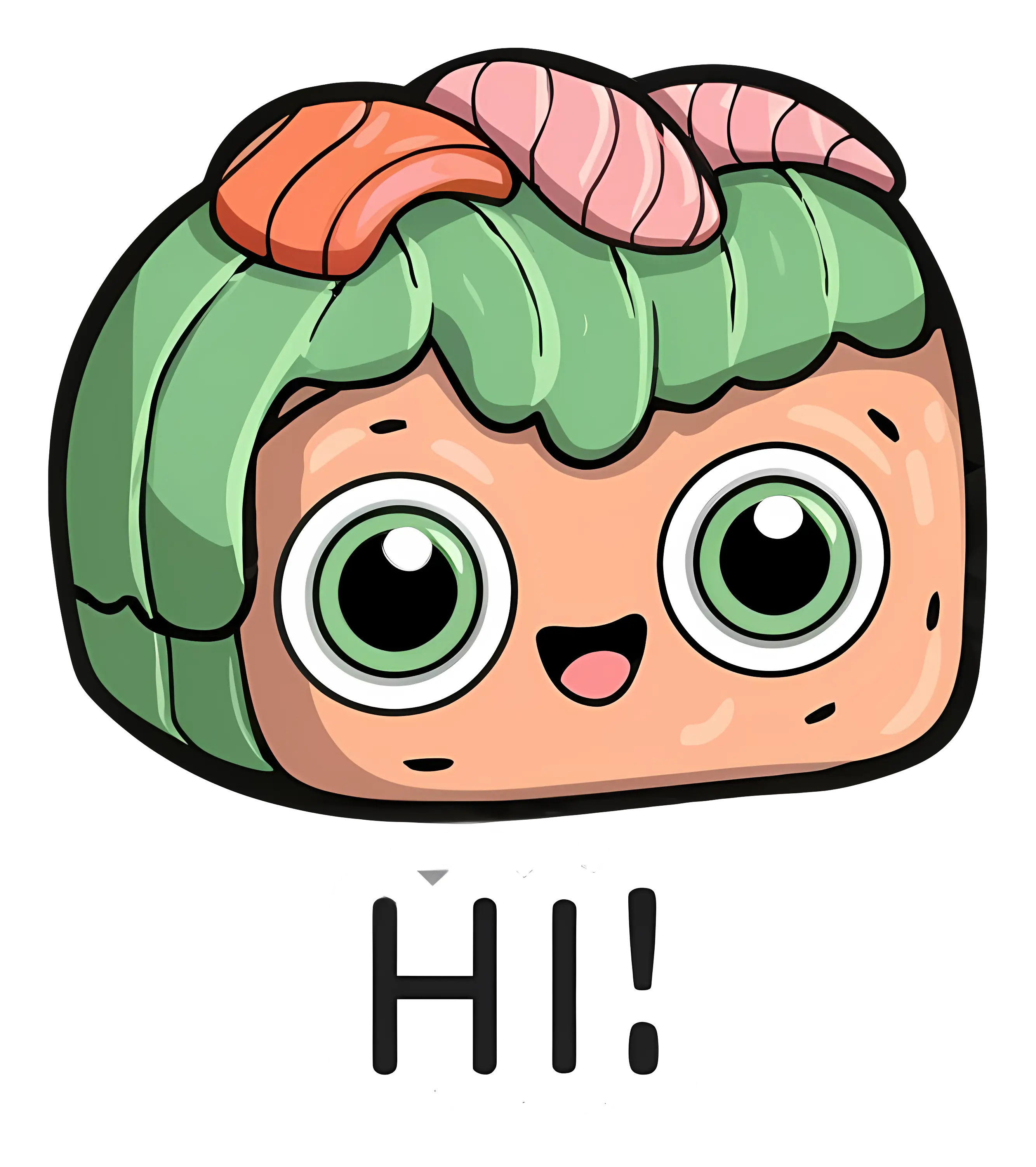 Cute Cartoon Sushi Saying Hi