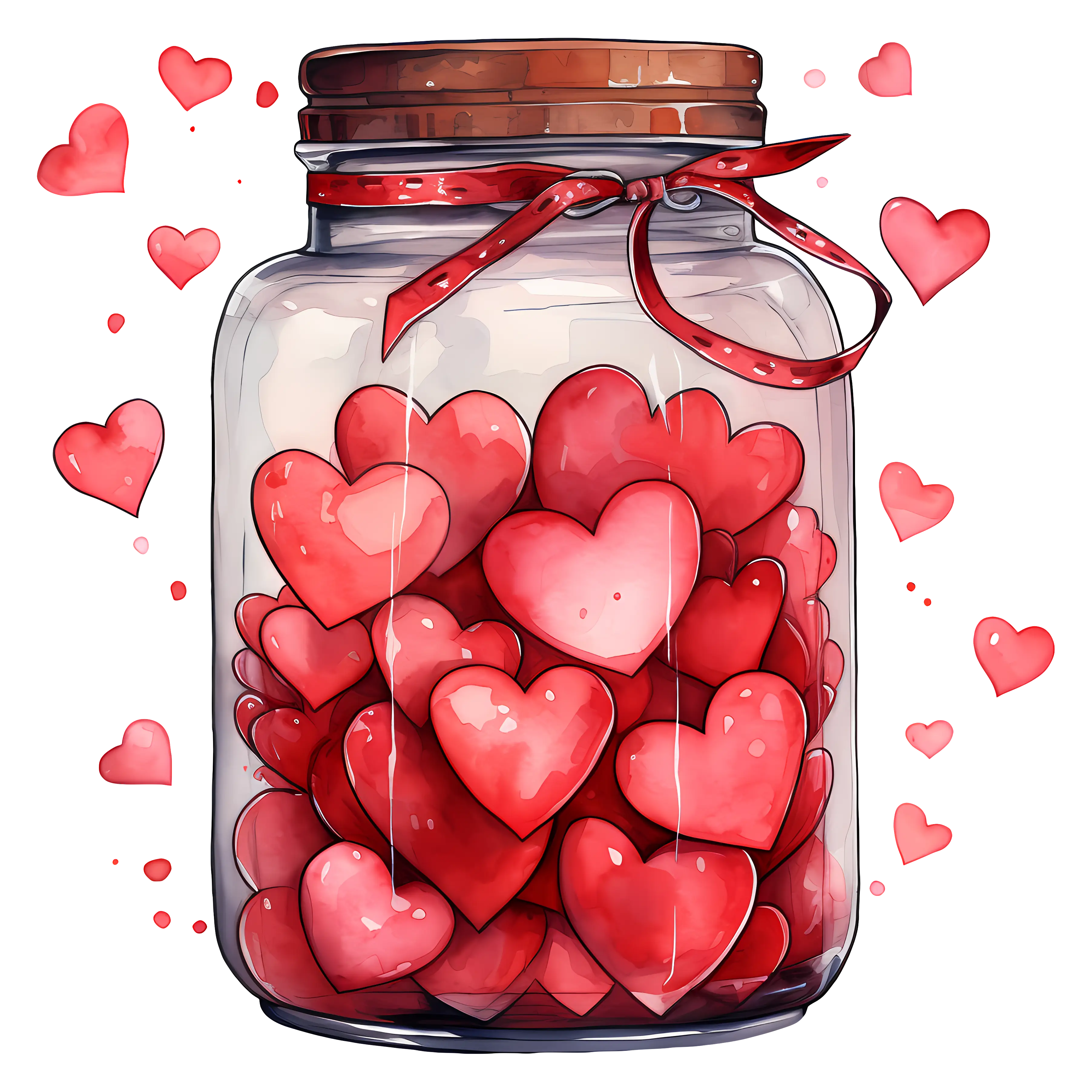 Romantic Jar with Red Hearts