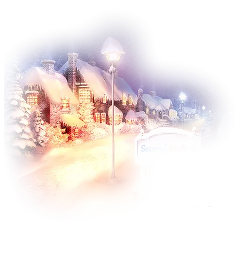 Snowy Village at Night