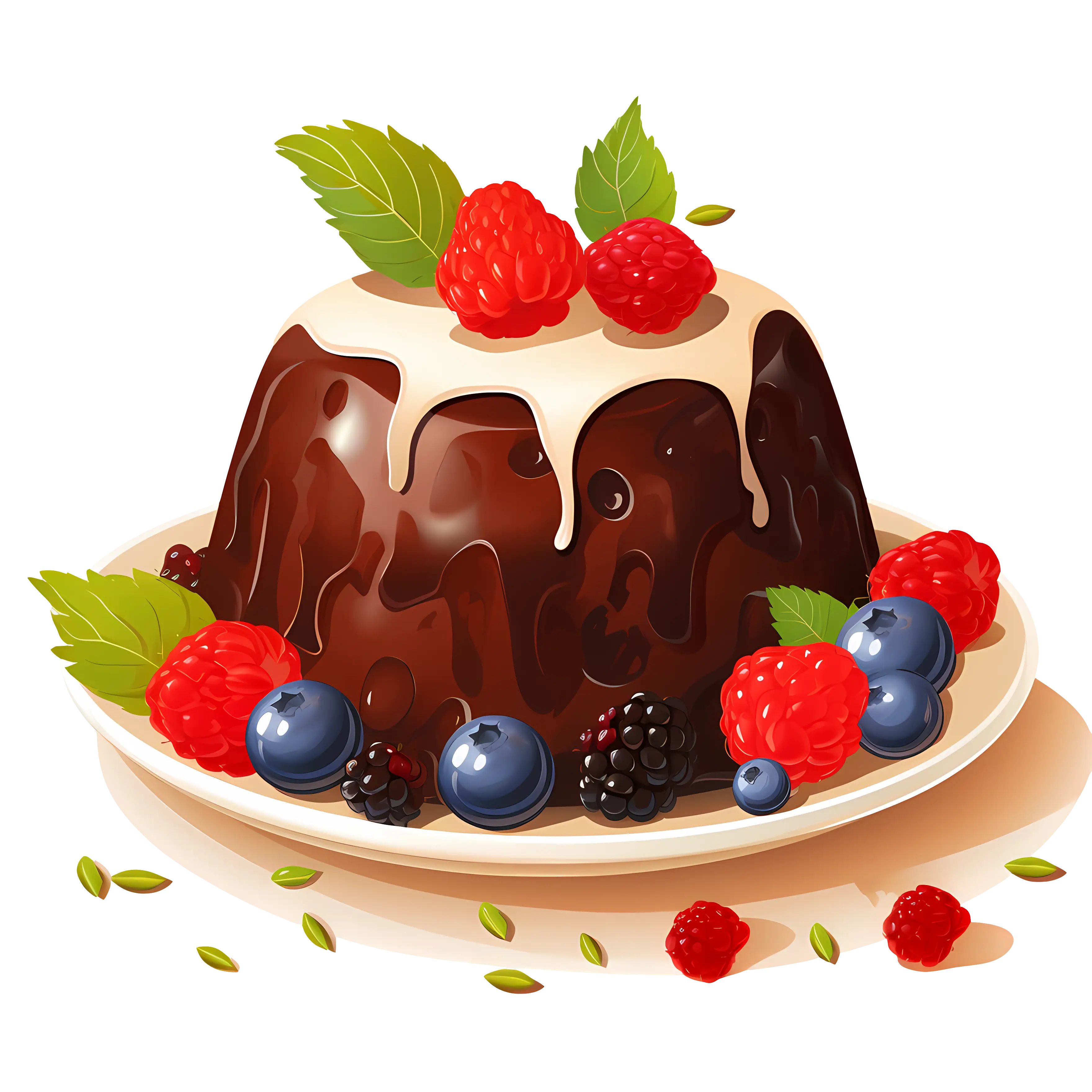 Chocolate Cake with Berries and Cream