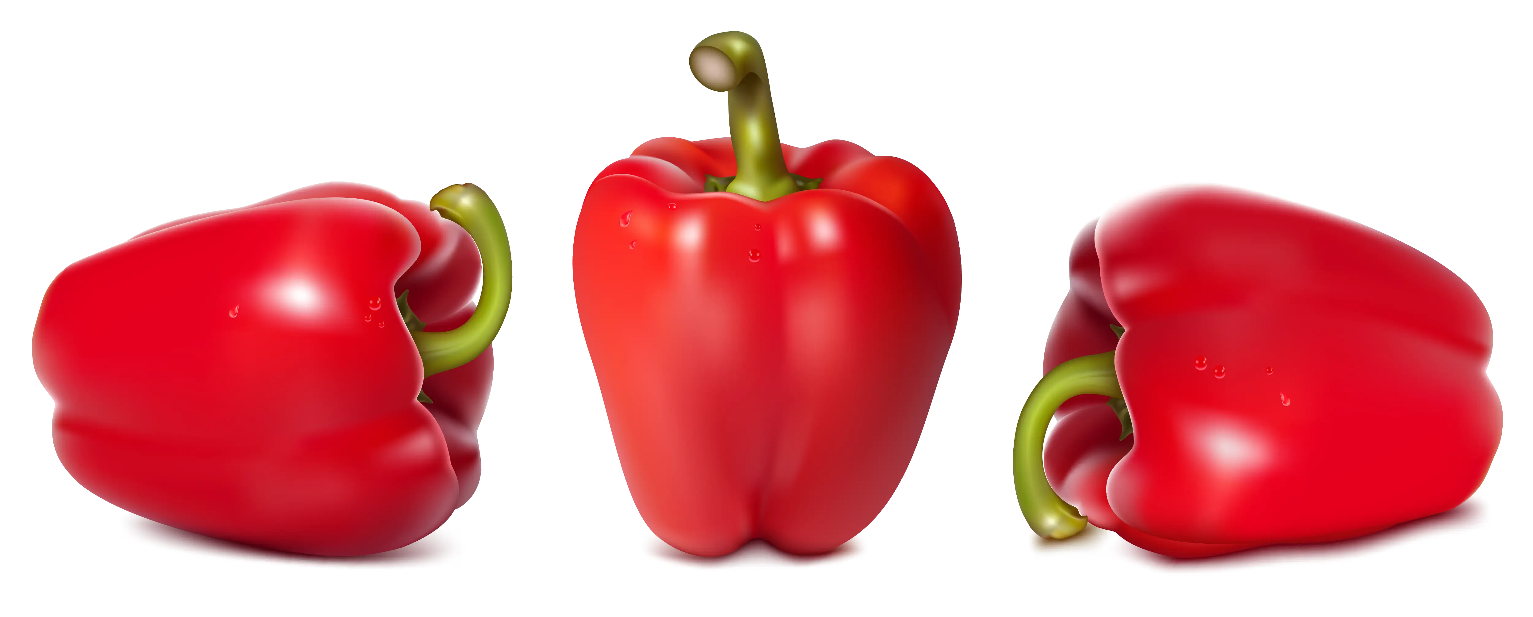 Bright Red Bell Peppers in a Trio