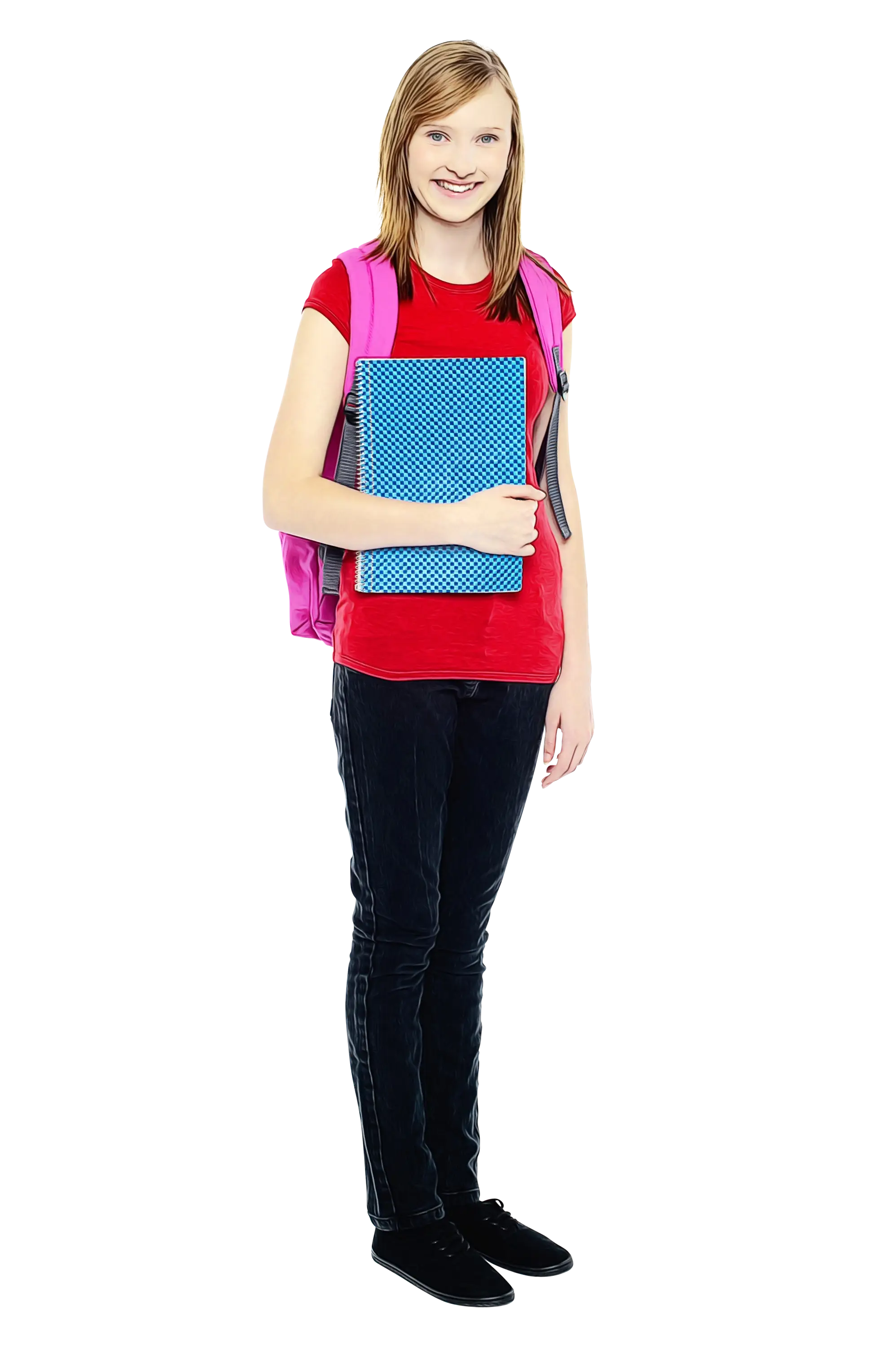 Student Holding Book and Wearing Backpack