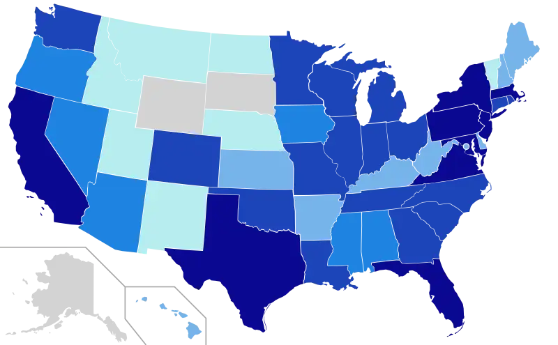 Gradient Color Map of United States