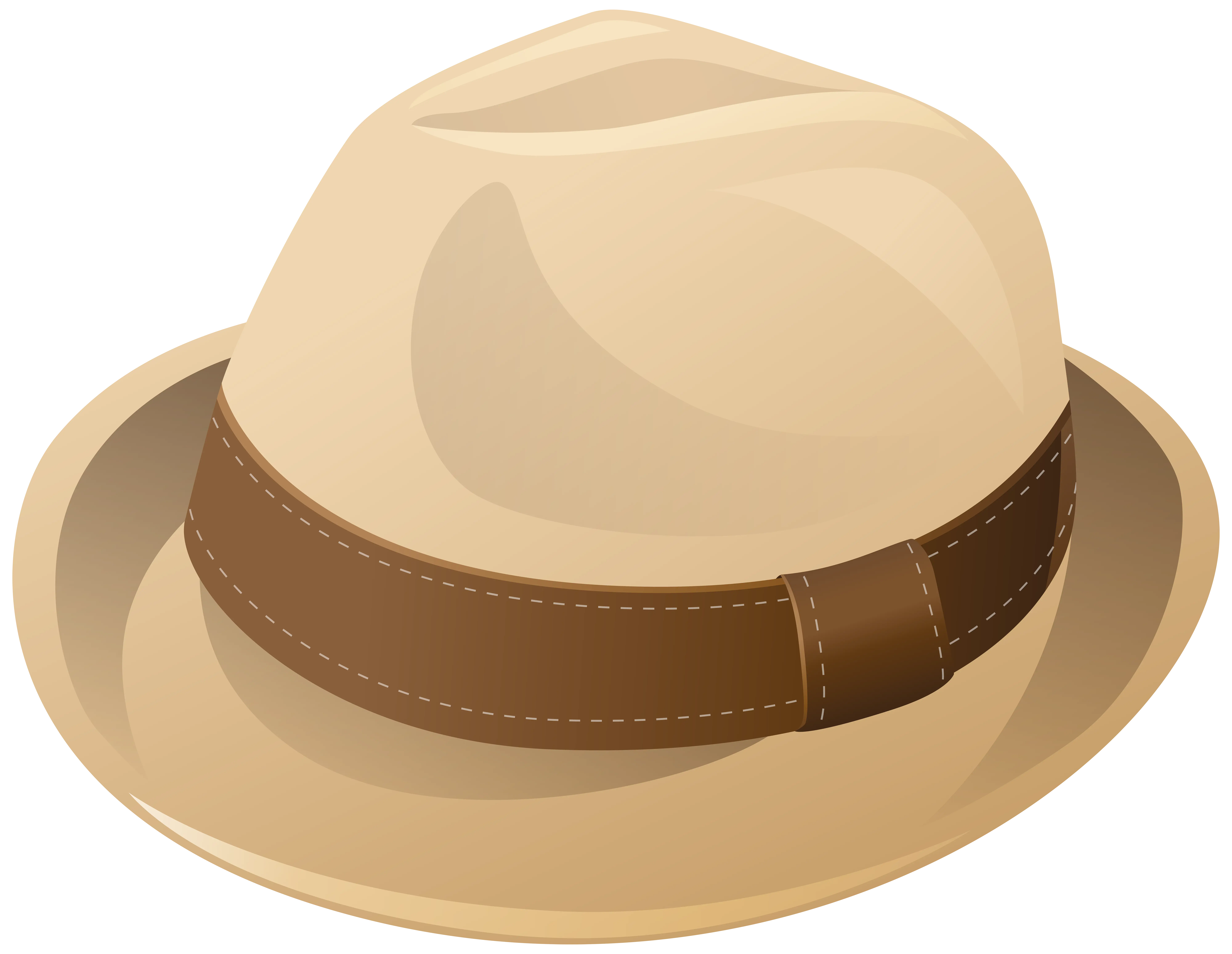 Beige Fedora Hat with Brown Band