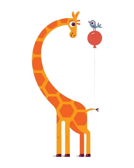 Cute Giraffe with Bird and Balloon