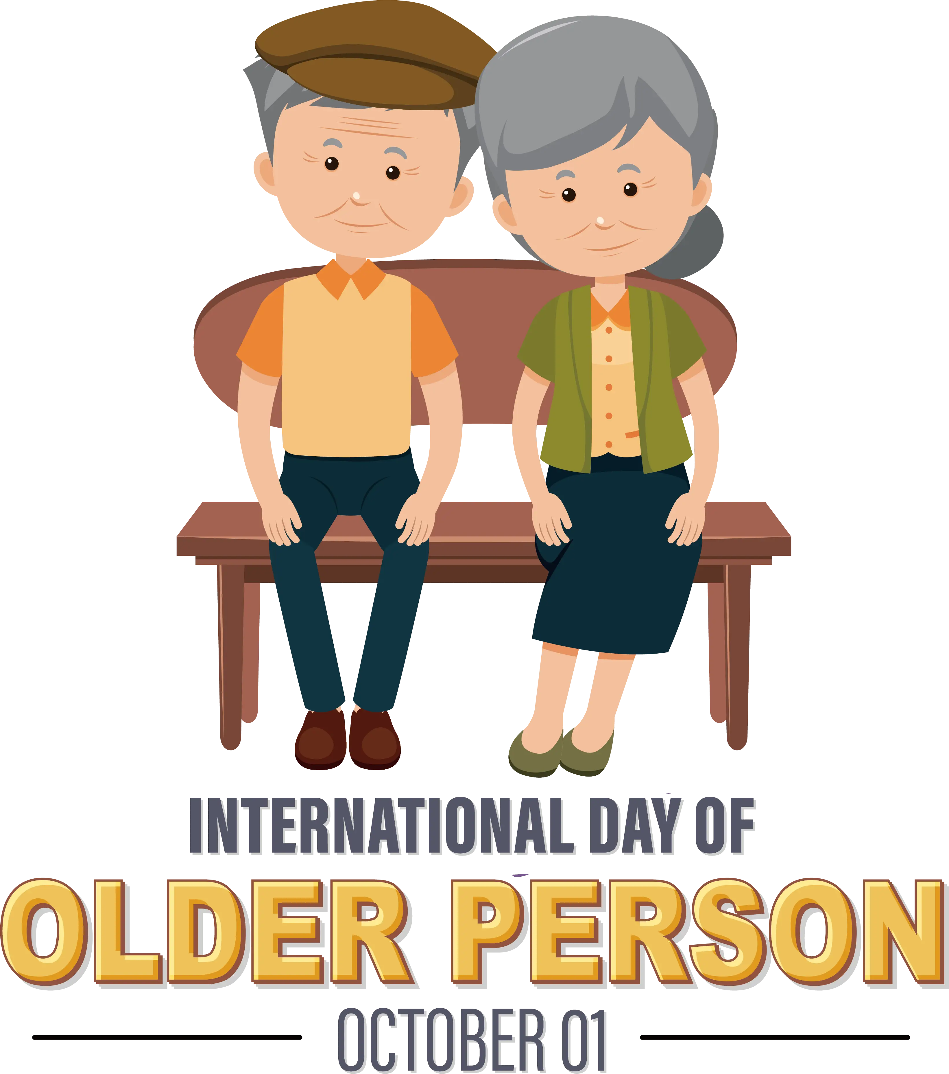 Elderly Couple Sitting on a Bench for International Day