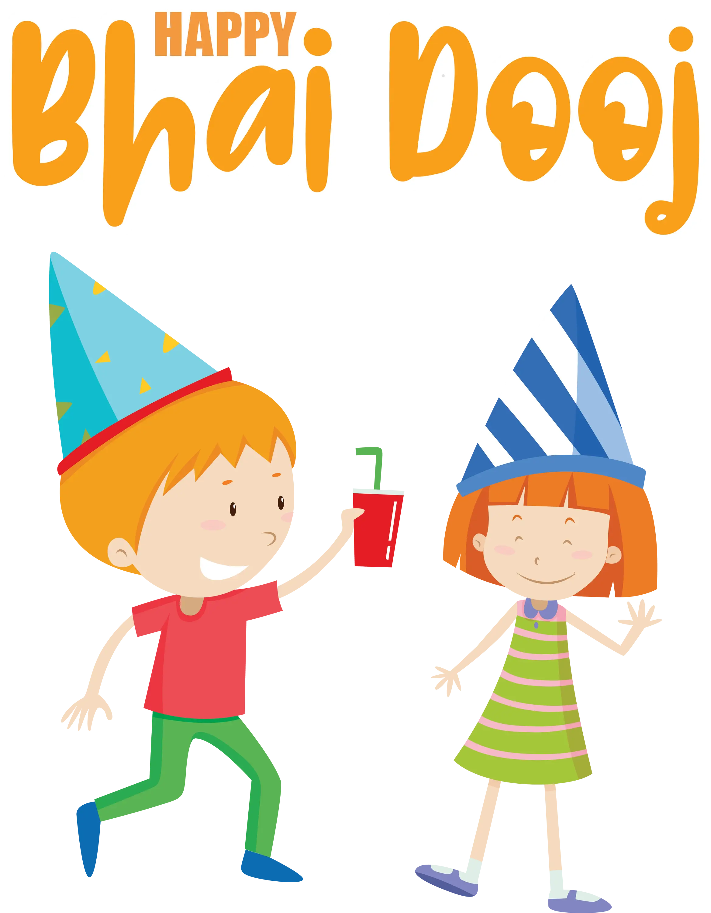 Children Celebrating Bhai Dooj with Party Hats