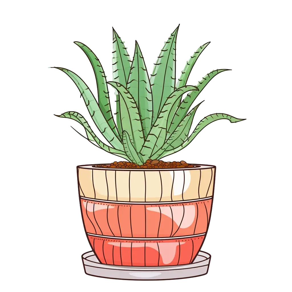 Decorative Potted Aloe Vera Plant in Striped Pot