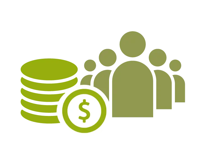 Crowdfunding Symbol with Money and People