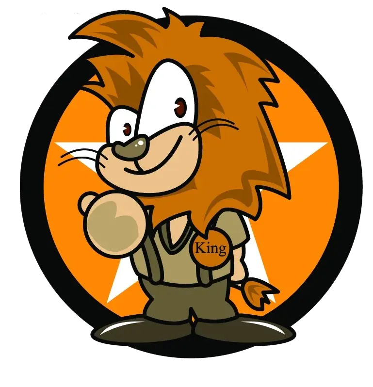 Cartoon Lion with King Badge