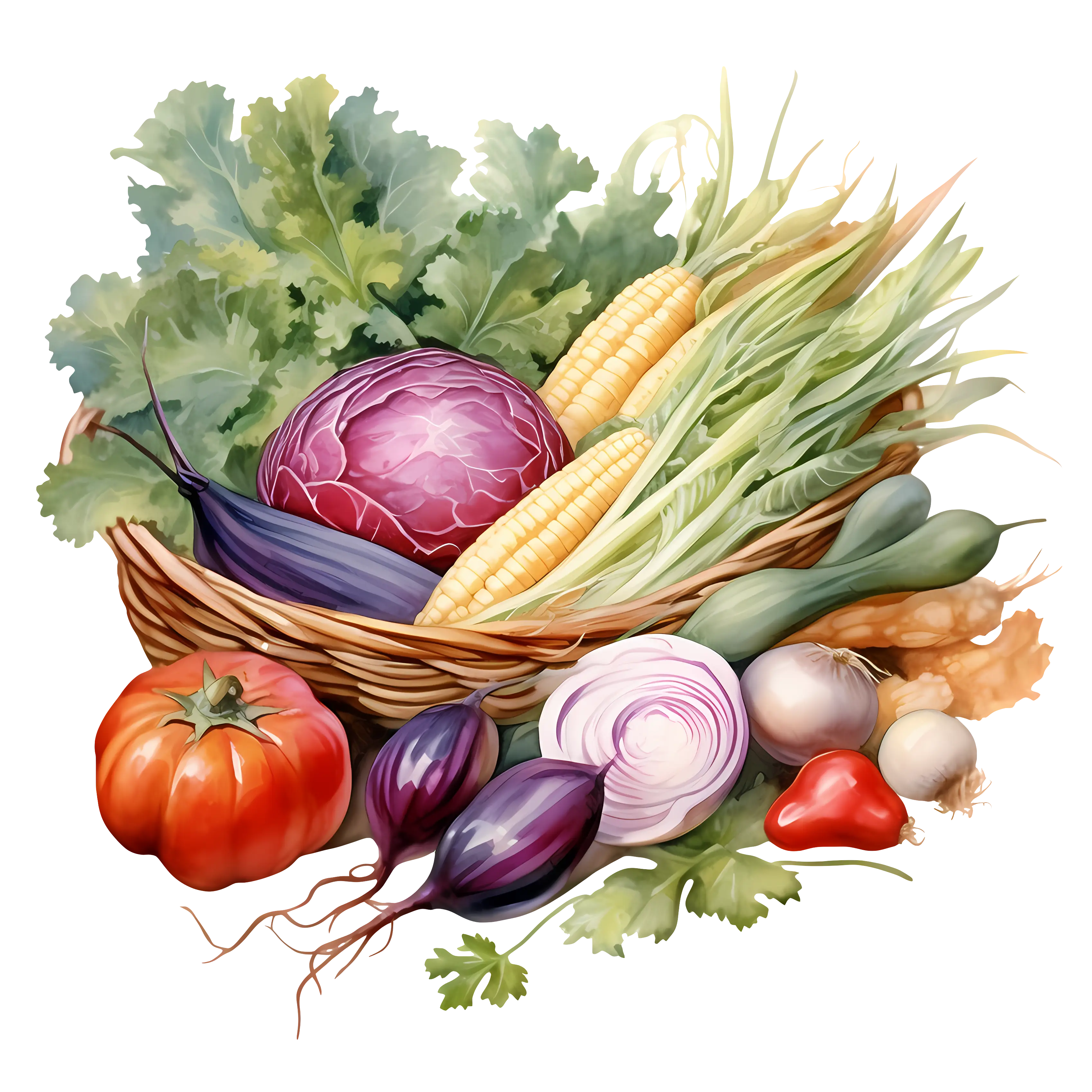 Basket of Fresh Vegetables from the Garden