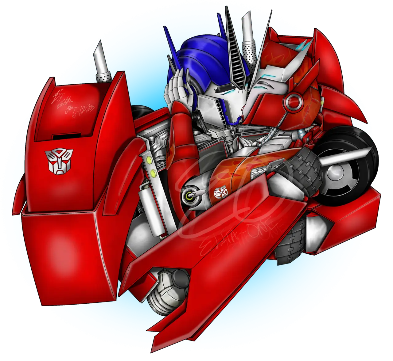 Red Transformer Robot Character