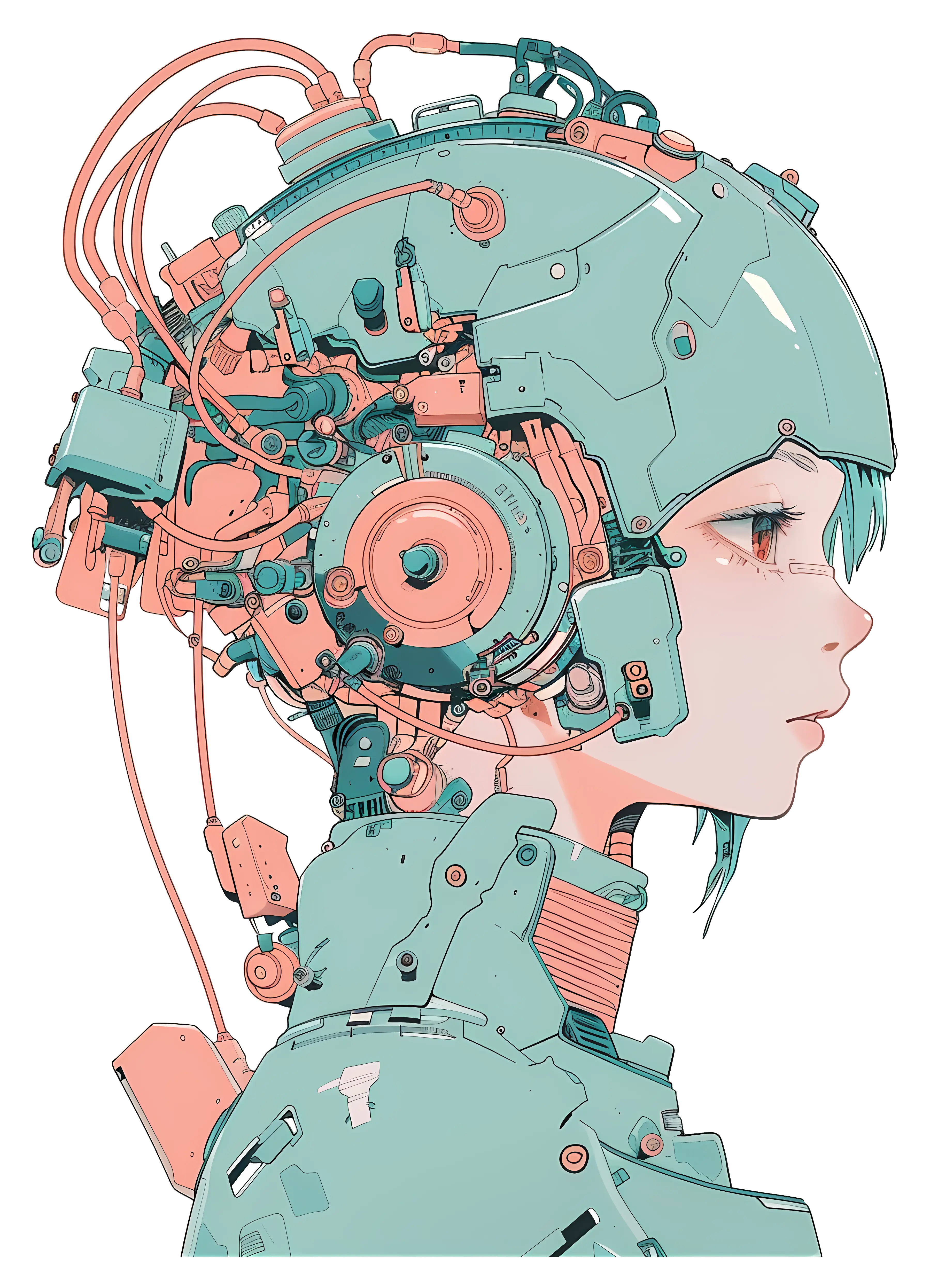 Cyberpunk Girl with Futuristic Gear Design