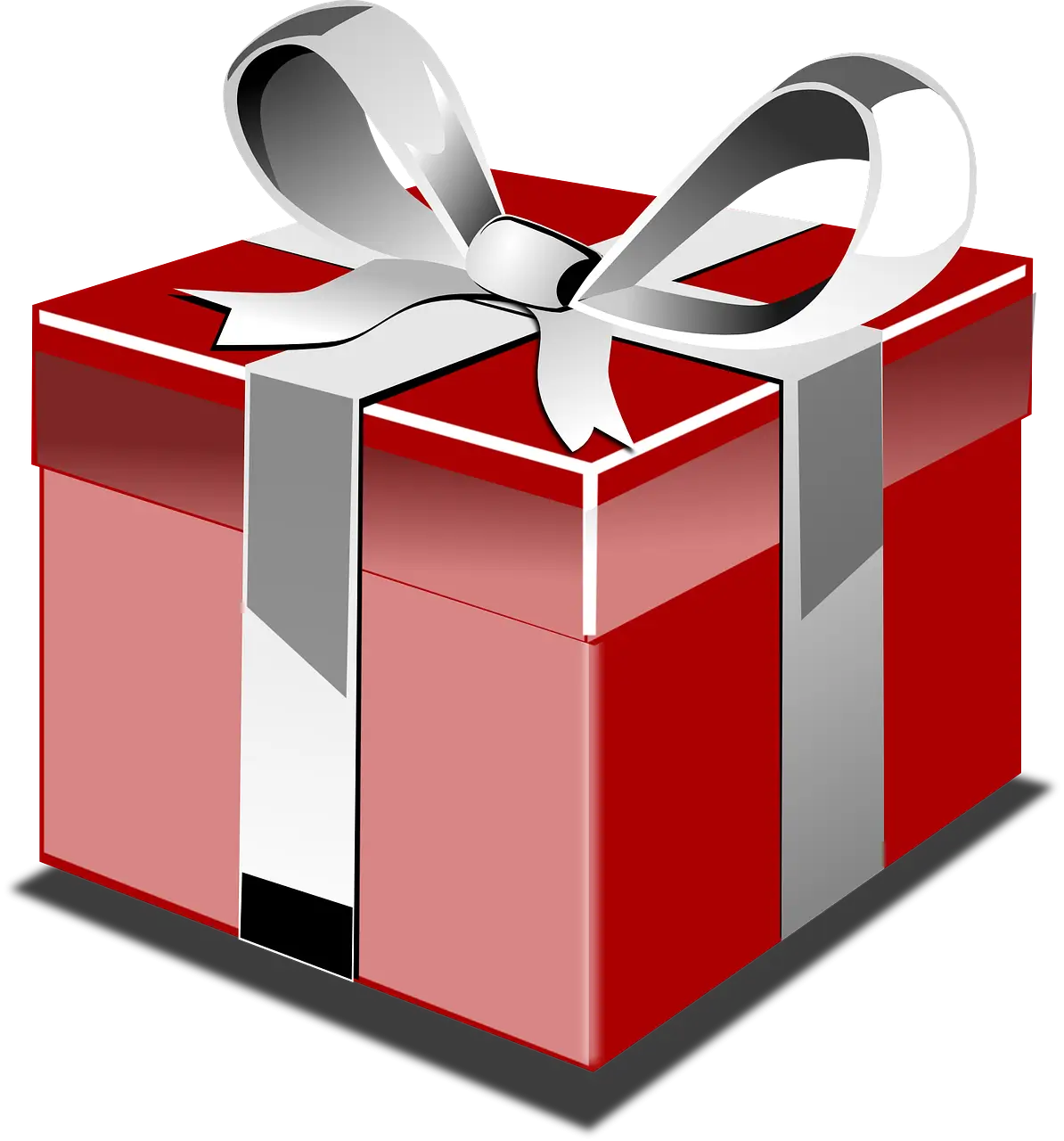 Red Gift Box with a Silver Ribbon