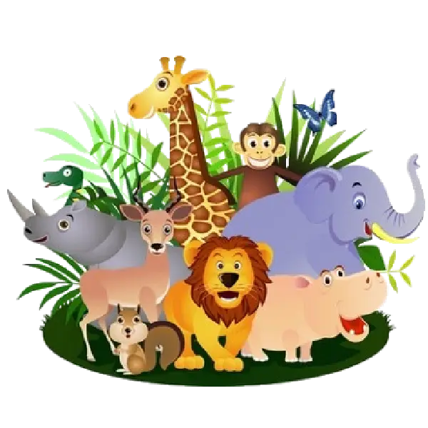 Colorful Jungle Animals Illustration