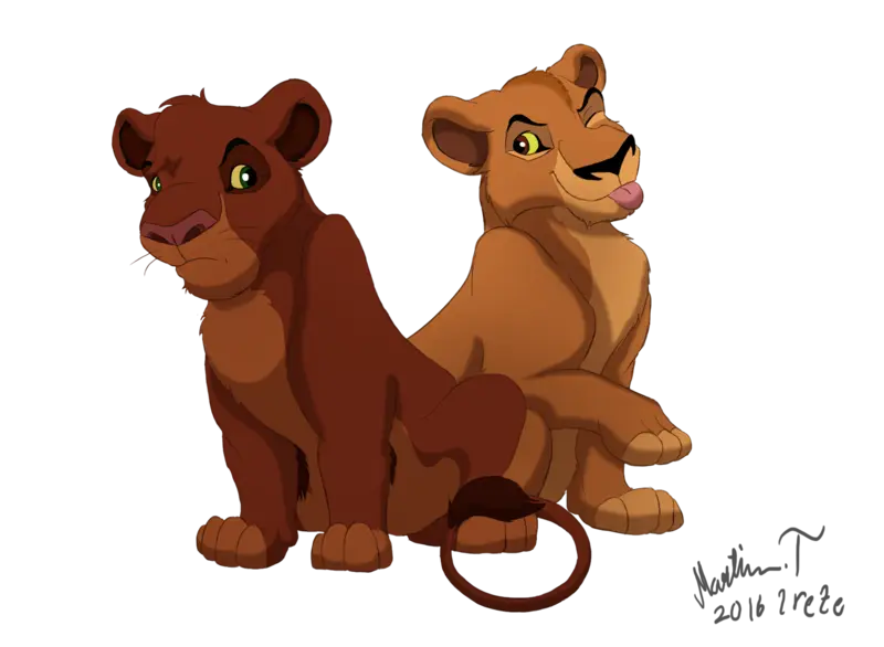 Playful Lion Cubs Illustration