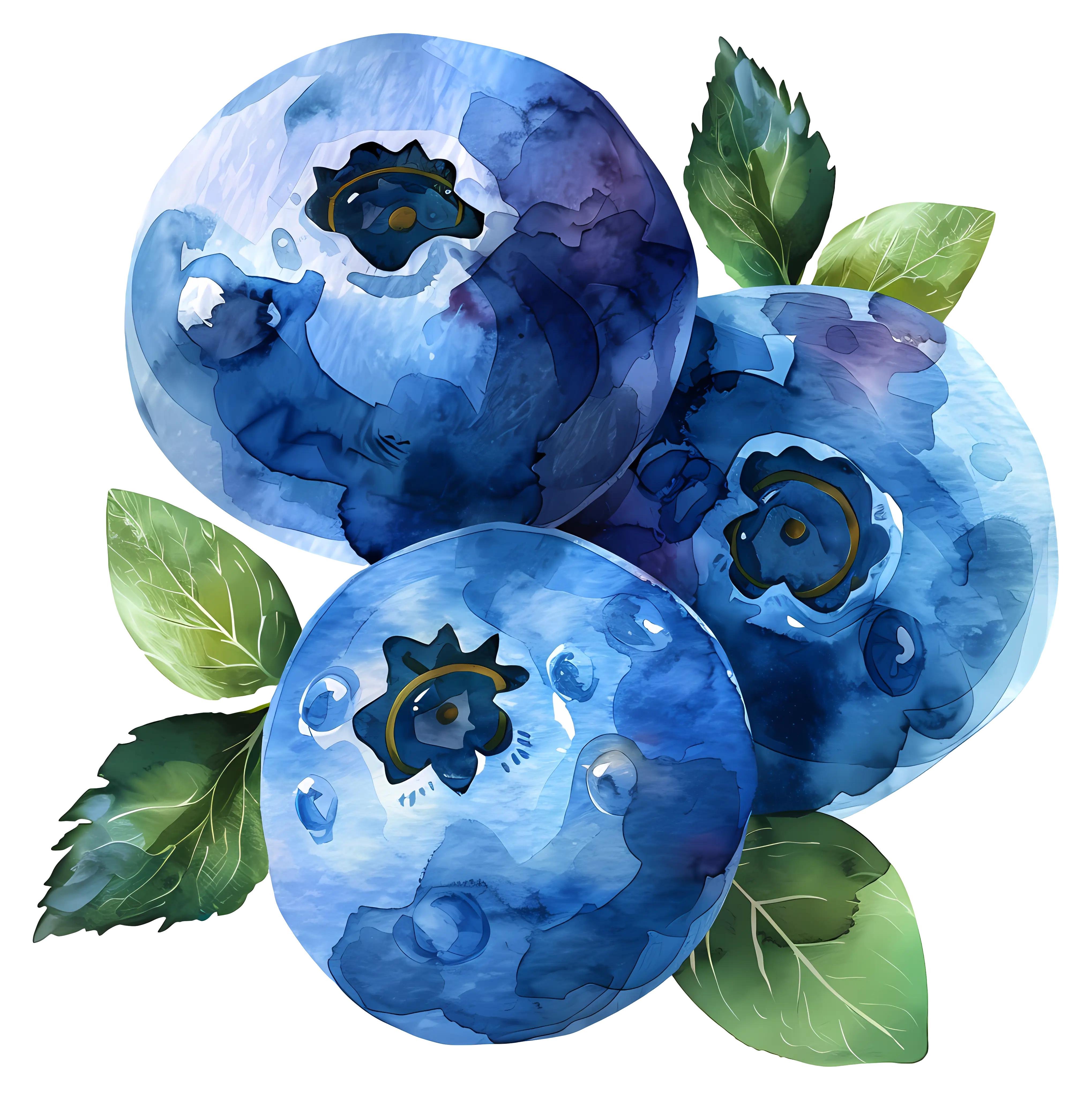 Watercolor Illustration of Blueberries