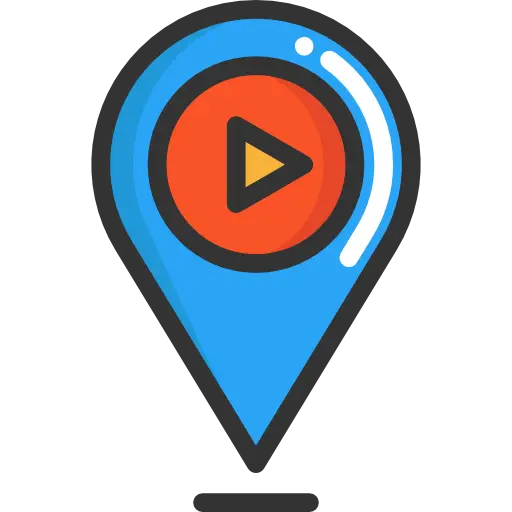 Play Button on Map Pin Icon for Online Navigation