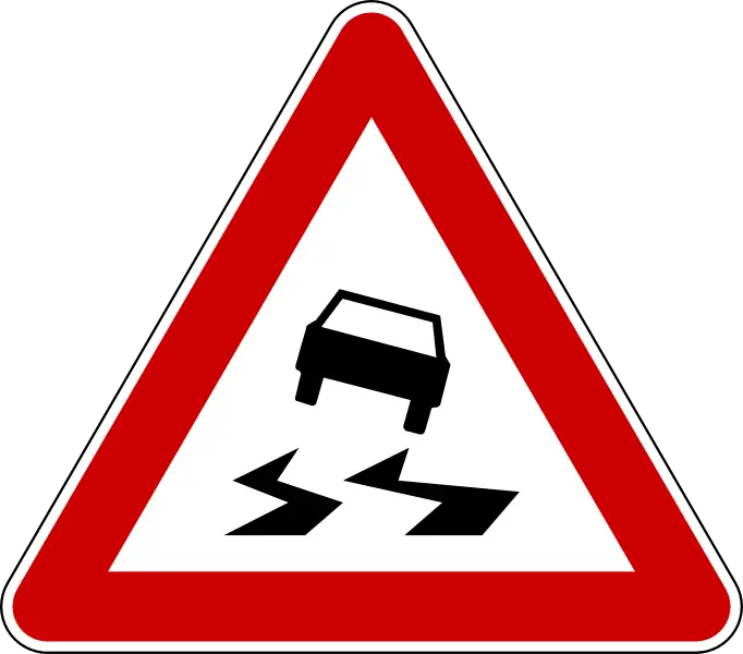 Slippery Road Warning Sign