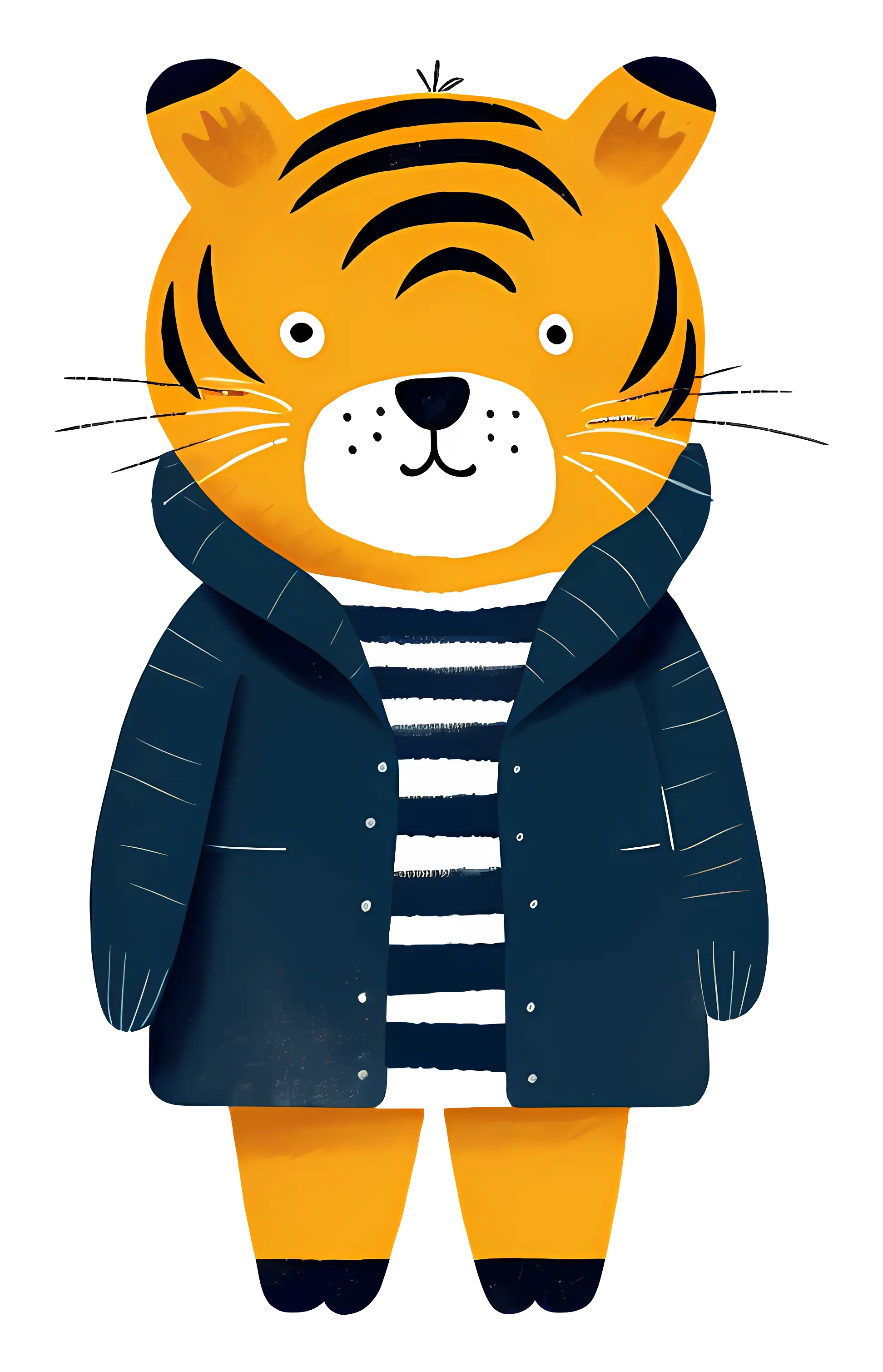 Cute Cartoon Tiger Wearing a Coat